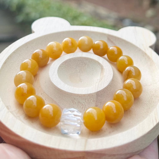 AAAA+ Grade Natural Burma Huanglong Jade Bracelet | Yellow Jade Bracelet | 缅黄白水晶手串 | Buy One Get One Free Mystery Box