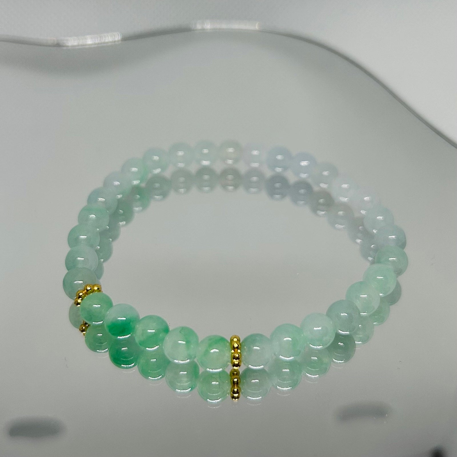 Jadeite Jade Bracelet Jewelry Gift for Her 100% Untreated Genuine Type A Icy Green Burmese High Quality, 5.8mm, Handmade in CANADA Gift