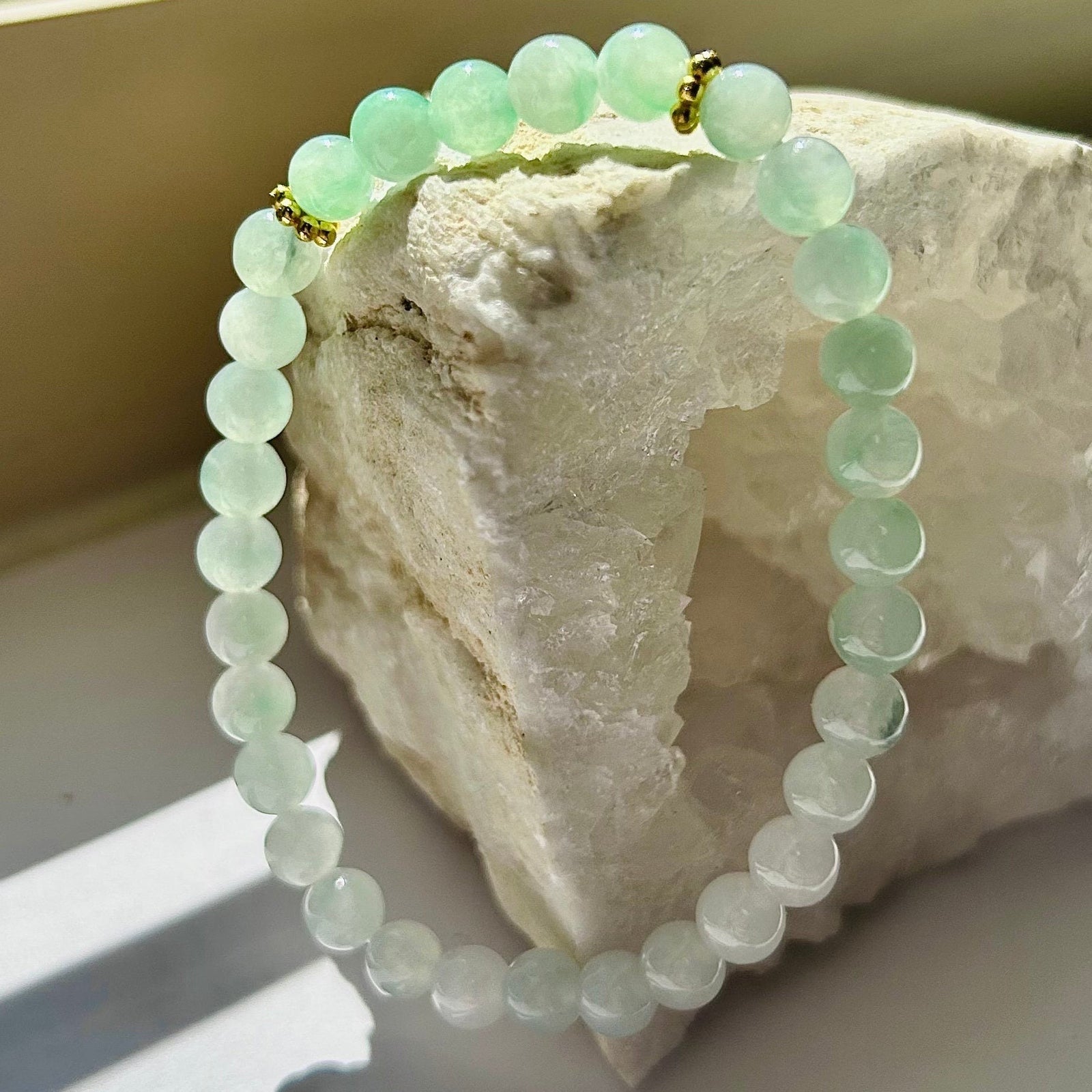 Jadeite Jade Bracelet Jewelry Gift for Her 100% Untreated Genuine Type A Icy Green Burmese High Quality, 5.8mm, Handmade in CANADA Gift