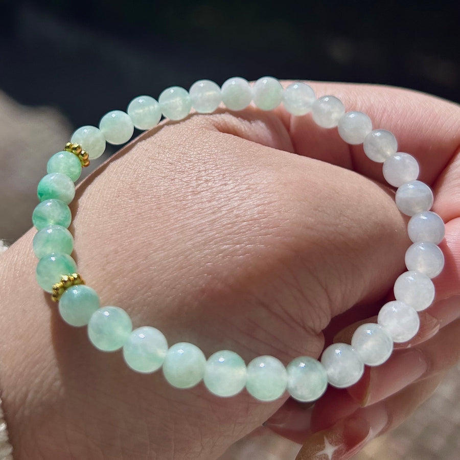 Jadeite Jade Bracelet Jewelry Gift for Her 100% Untreated Genuine Type A Icy Green Burmese High Quality, 5.8mm, Handmade in CANADA Gift