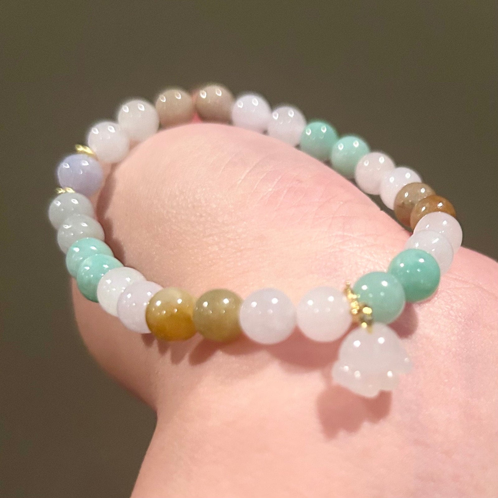 Jadeite Jade Bracelet Jewelry Gift for Her 100% Genuine High Quality Multicolored Type A Burmese 7mm Cat Claw Handmade in Canada