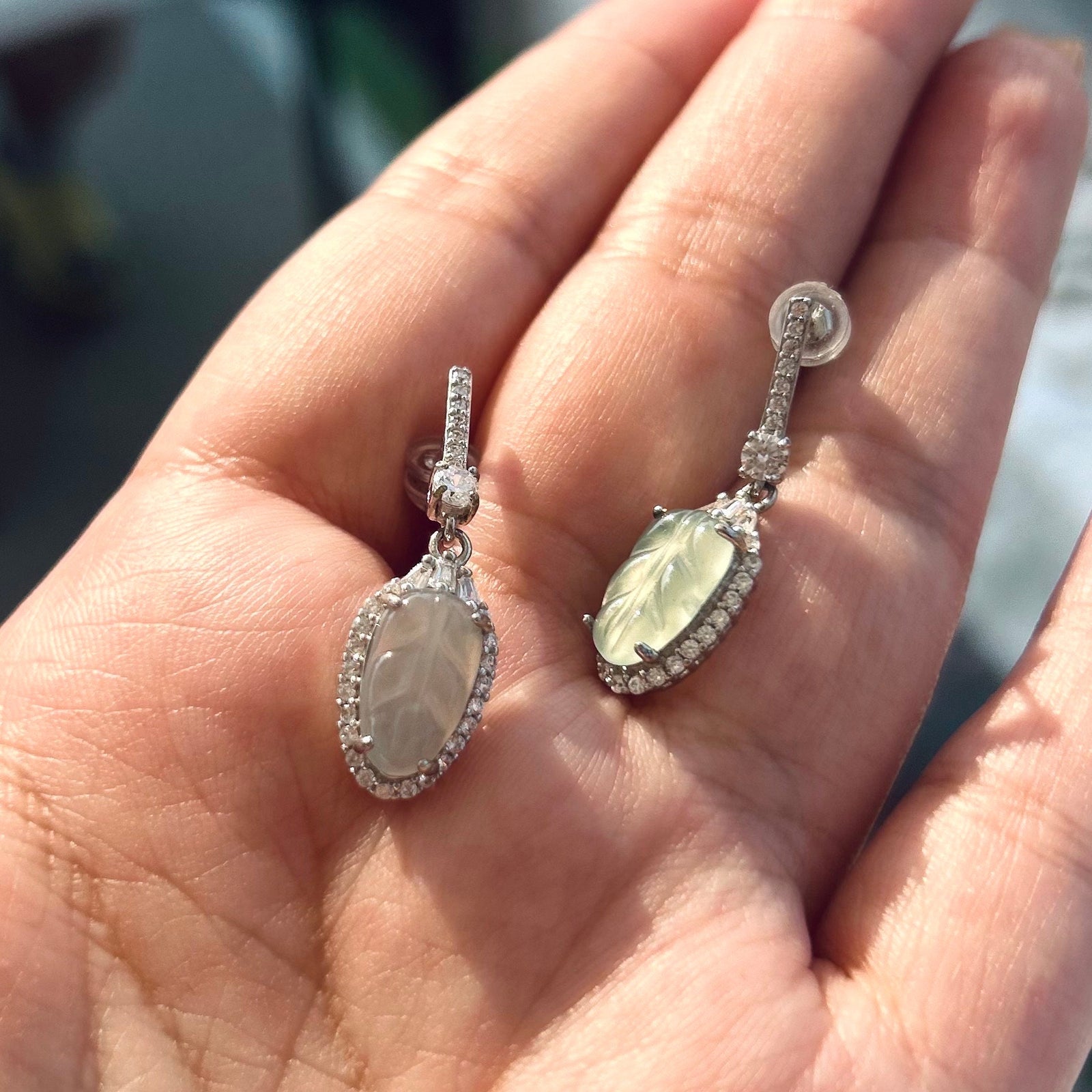 Certified Jadeite Earrings & Bracelet Jewelry Gift for Her 100% Untreated Icy Translucent Type A Jadeite Leaf Jewelry Set Handmade in Canada