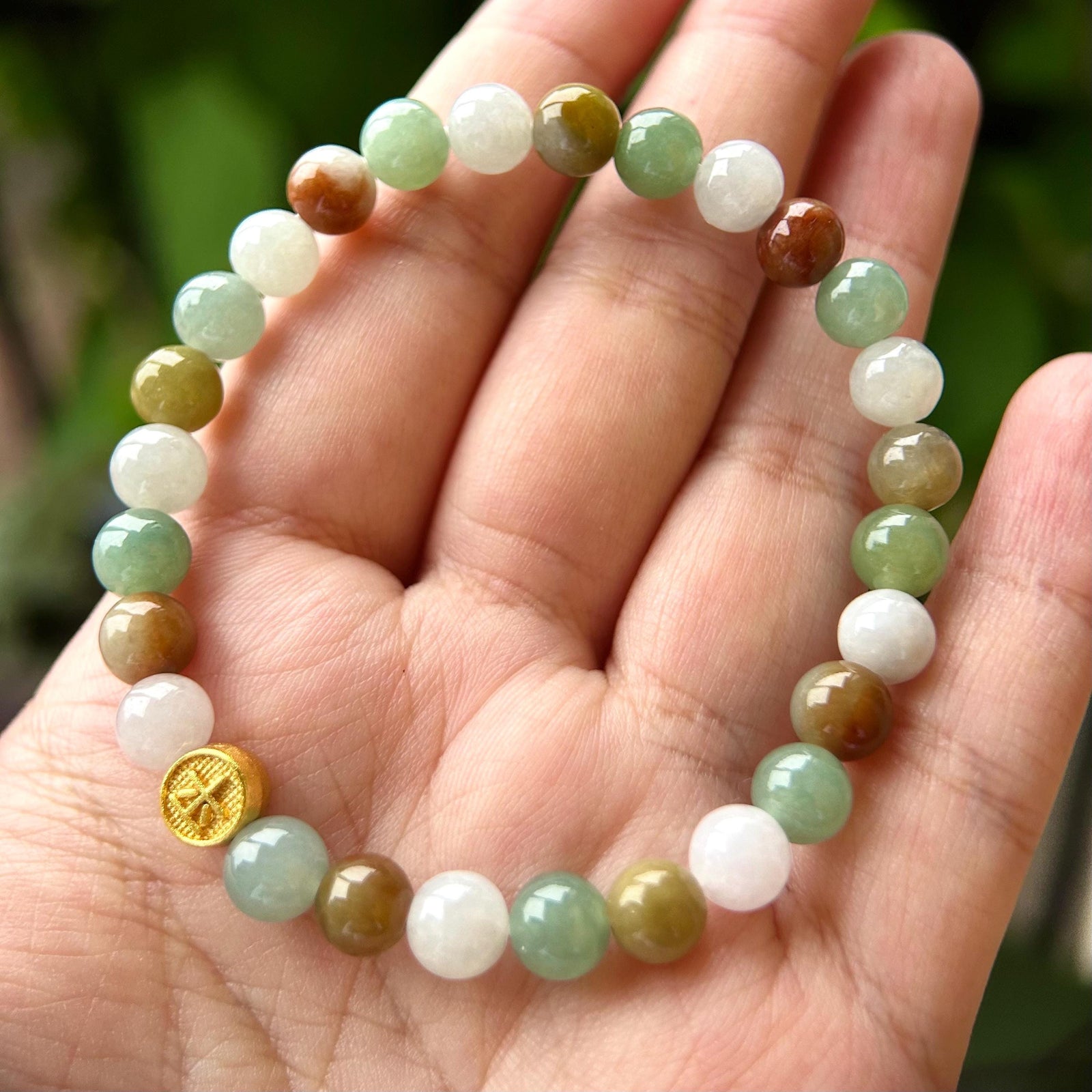Jadeite Jade Bracelet Jewelry Gift for Her 100% Genuine Untreated High Quality Icy Type A Multi-color Burmese 7mm Handmade in CANADA