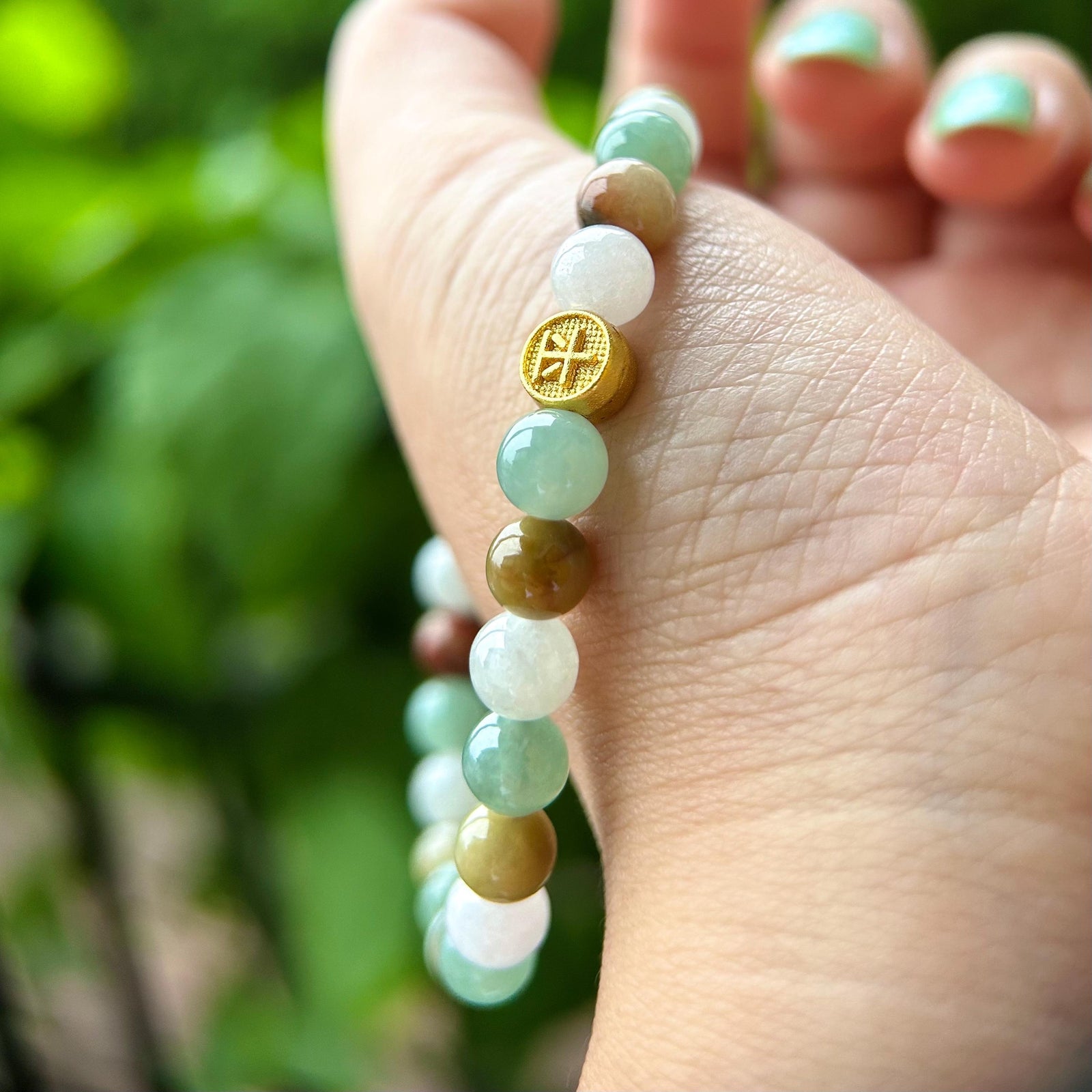 Jadeite Jade Bracelet Jewelry Gift for Her 100% Genuine Untreated High Quality Icy Type A Multi-color Burmese 7mm Handmade in CANADA