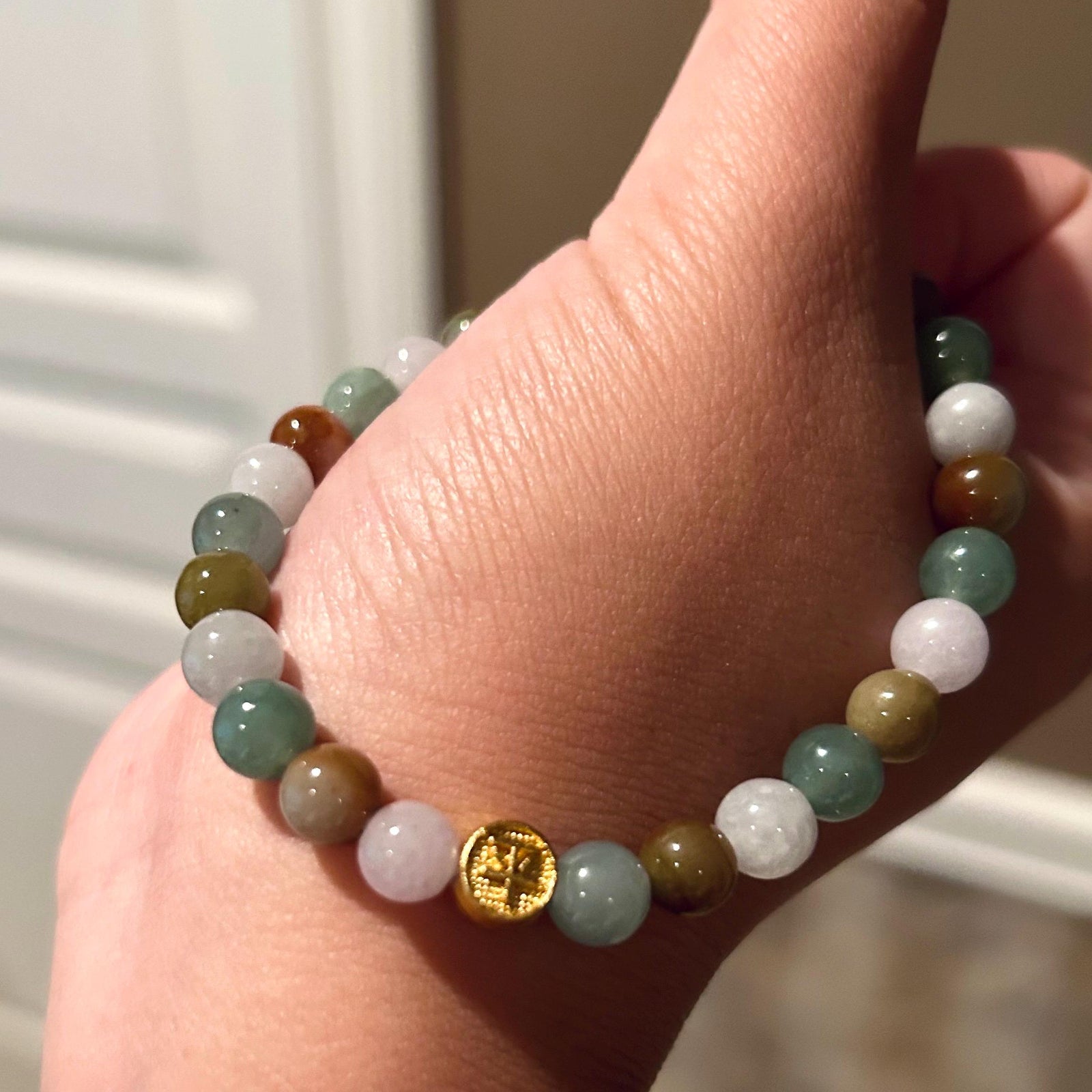 Jadeite Jade Bracelet Jewelry Gift for Her 100% Genuine Untreated High Quality Icy Type A Multi-color Burmese 7mm Handmade in CANADA