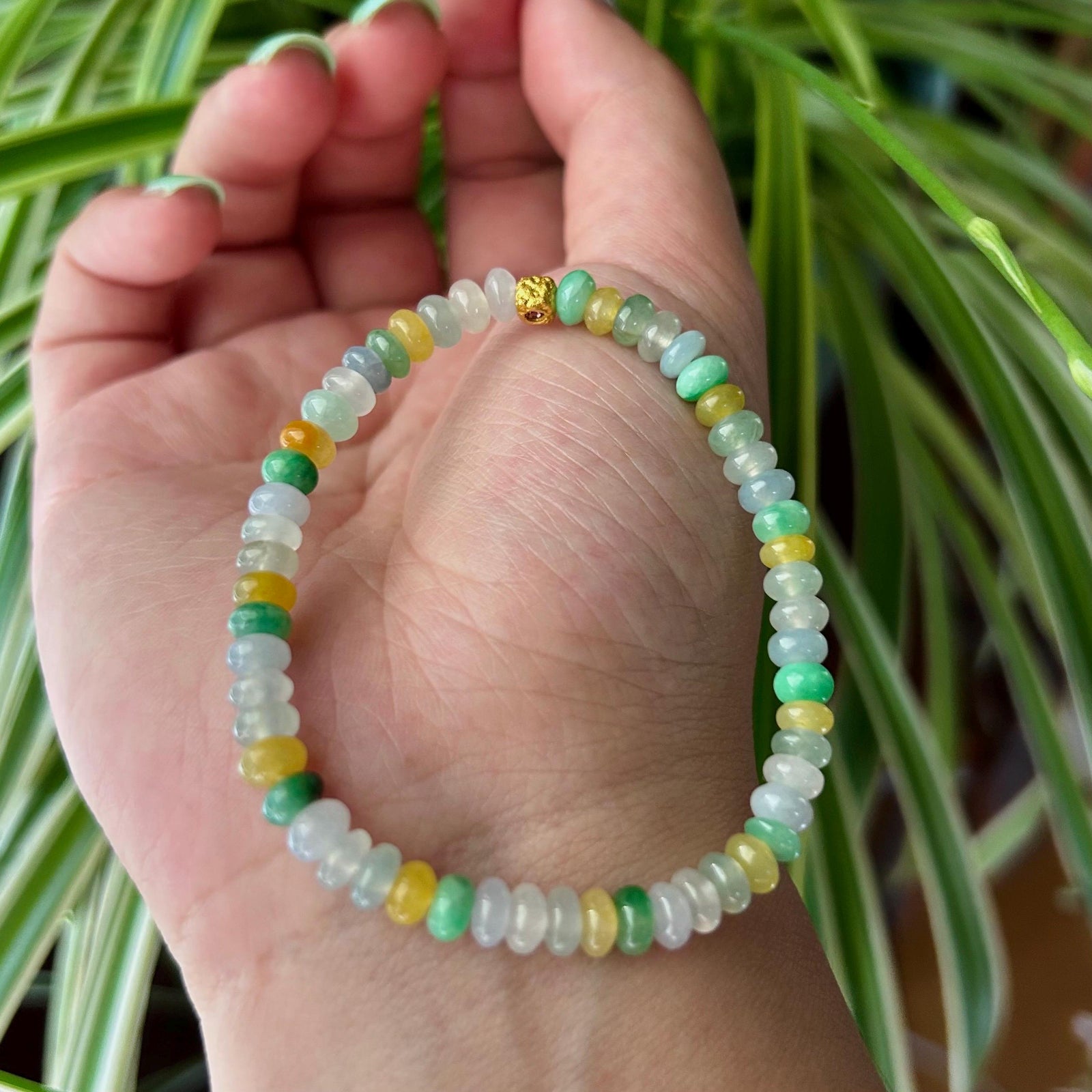 Jadeite Jade Bracelet Jewelry Gift for Her Real Jade Genuine Type A Highly Translucent Icy MultiColor Burma 6mm, Handmade in CANADA