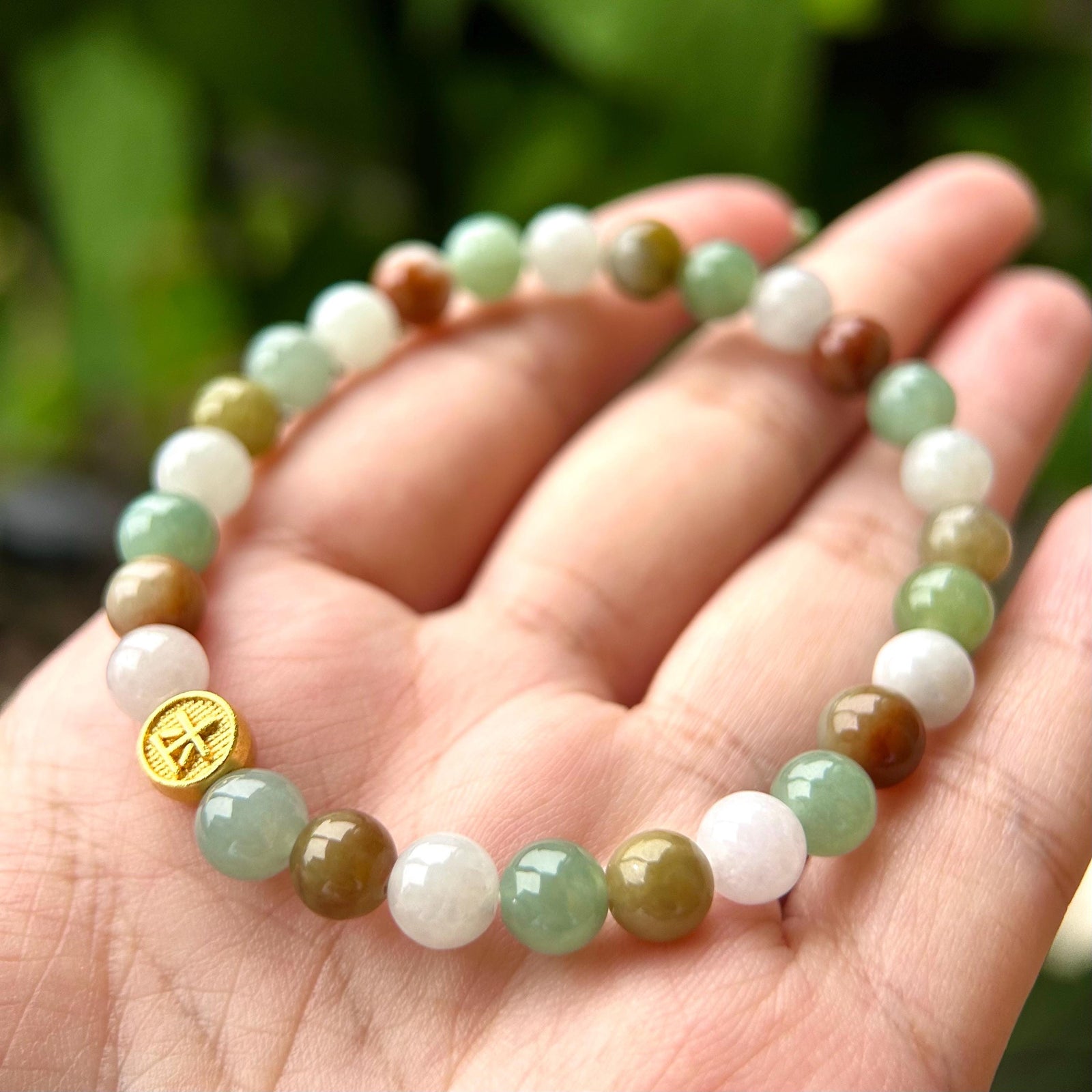 Jadeite Jade Bracelet Jewelry Gift for Her 100% Genuine Untreated High Quality Icy Type A Multi-color Burmese 7mm Handmade in CANADA
