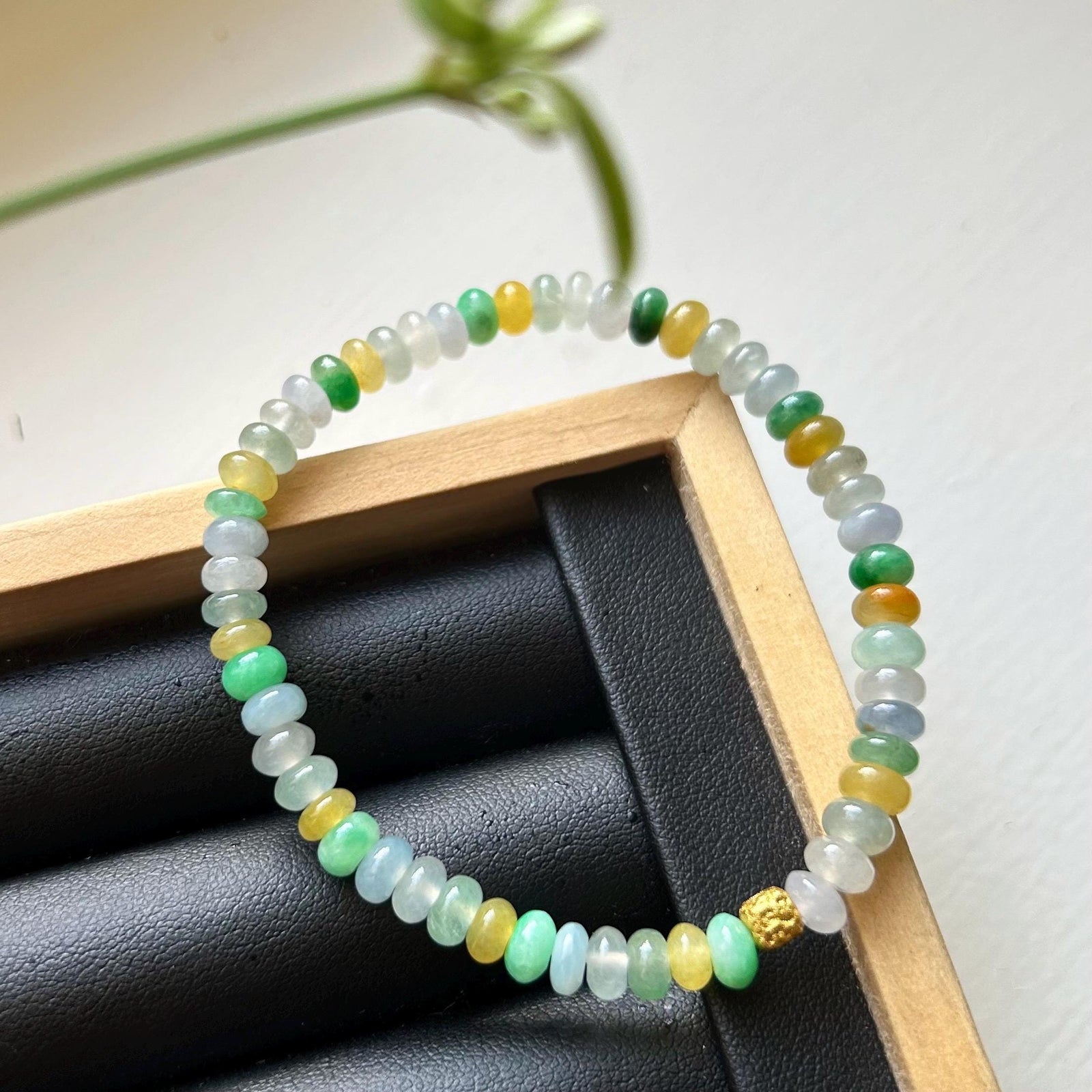 Jadeite Jade Bracelet Jewelry Gift for Her Real Jade Genuine Type A Highly Translucent Icy MultiColor Burma 6mm, Handmade in CANADA