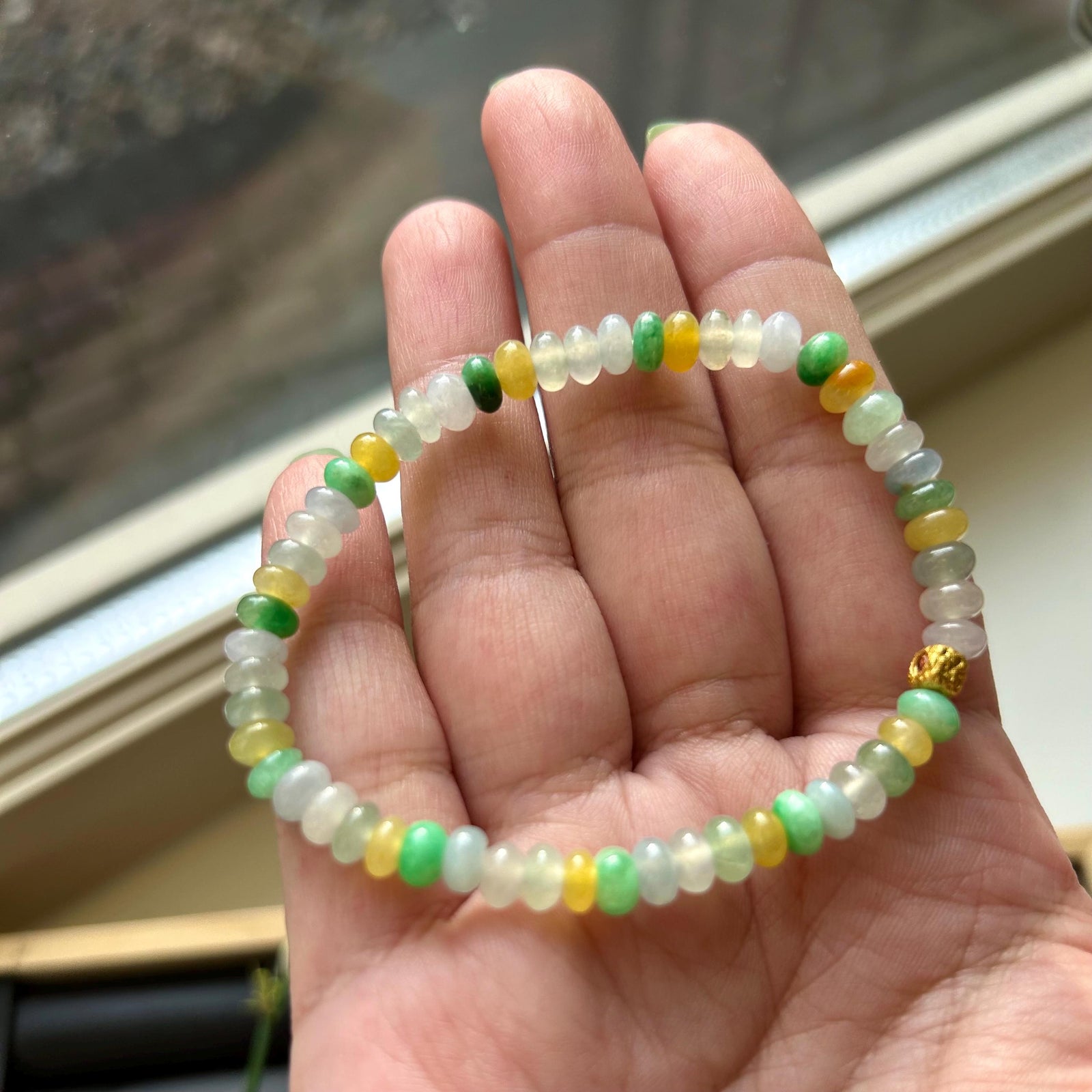 Jadeite Jade Bracelet Jewelry Gift for Her Real Jade Genuine Type A Highly Translucent Icy MultiColor Burma 6mm, Handmade in CANADA