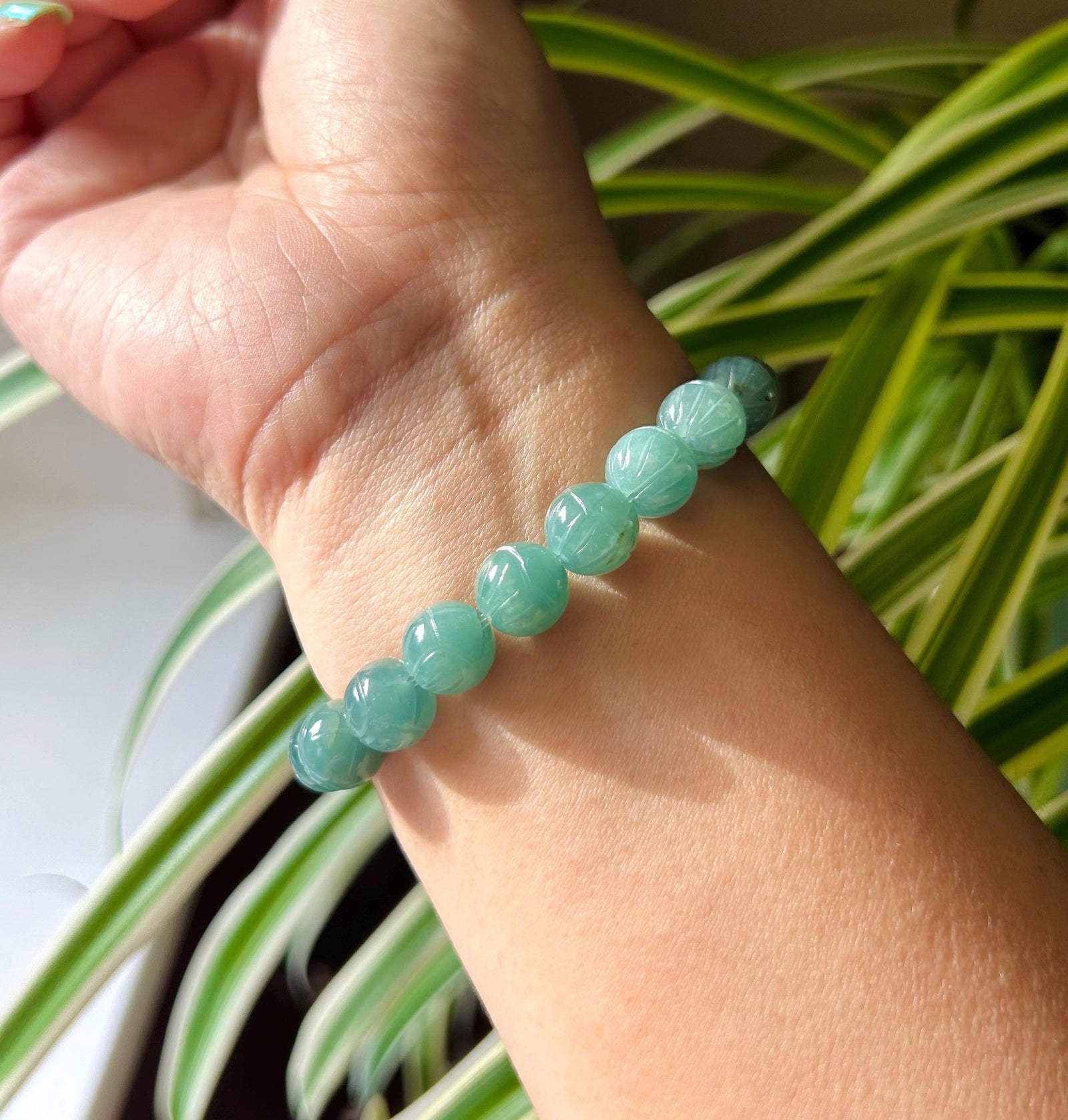 Jadeite Jade Beaded Bracelet Jewelry Unisex Gift Untreated Genuine Type A Icy Translucent Blue Guatemala 9.5mm Jadeite Handmade in CANADA