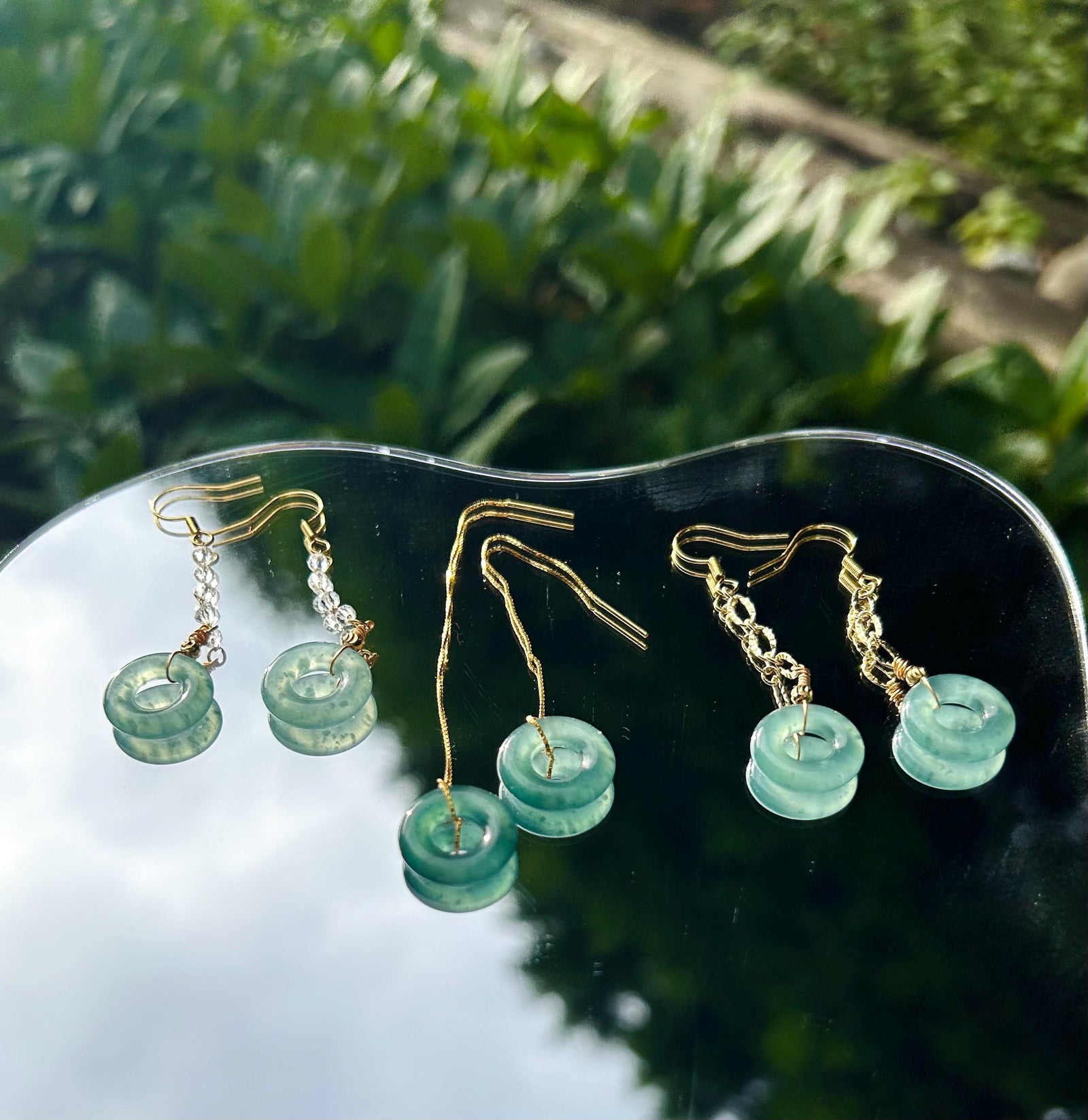 Jadeite Dangling Earrings Dainty Gift for Her Untreated Natural Type A Guatemala Lucky Donut Jadeite 925 Sterling Silver Handmade in Canada