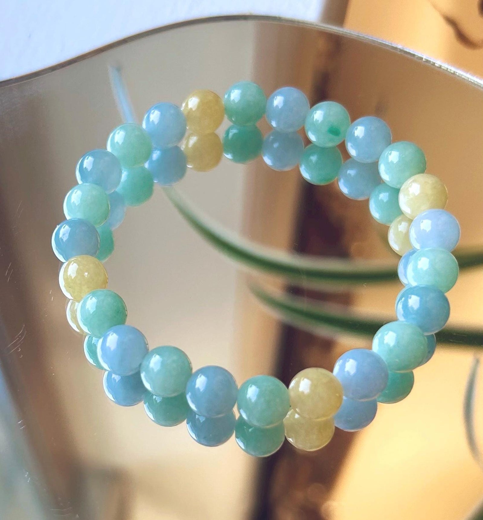 Jadeite Beaded Bracelet Jewelry Gift for Her Genuine Burma Type A Icy Translucent Jadeite Multi-Color Fei-Cui 7.5mm Handmade in Canada