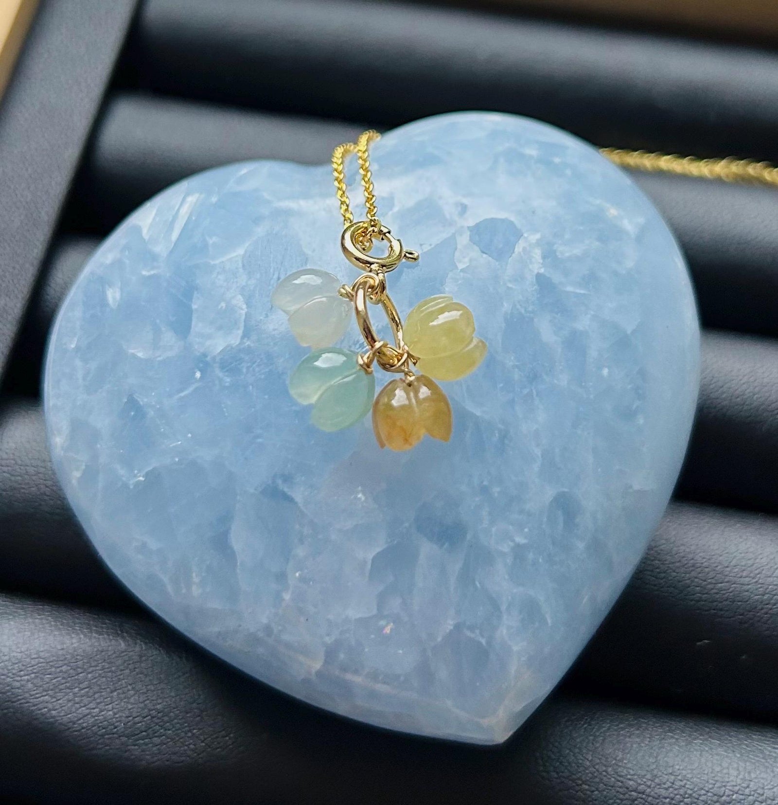 Natural Jadeite Floral Pendant/Beacelet Charm Dual Purpose Jewelry Burmese Type A Icy Translucent Multicolor Jade Flower