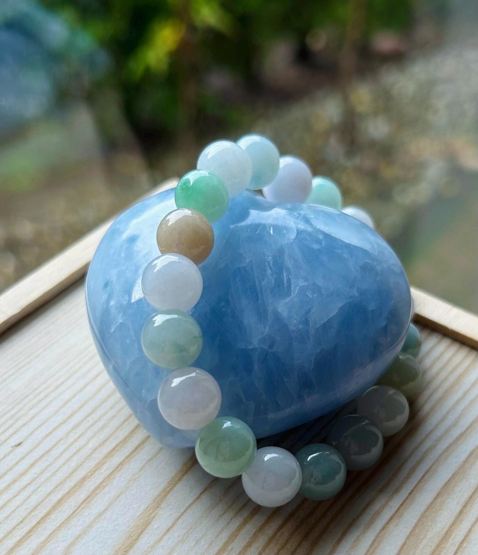 Jadeite Jade Beaded Bracelet Jewelry Authentic Untreated Burmese Type A Icy Translucent Jadeite MultiColor Fei-Cui 10mm Handmade X-mas Gift