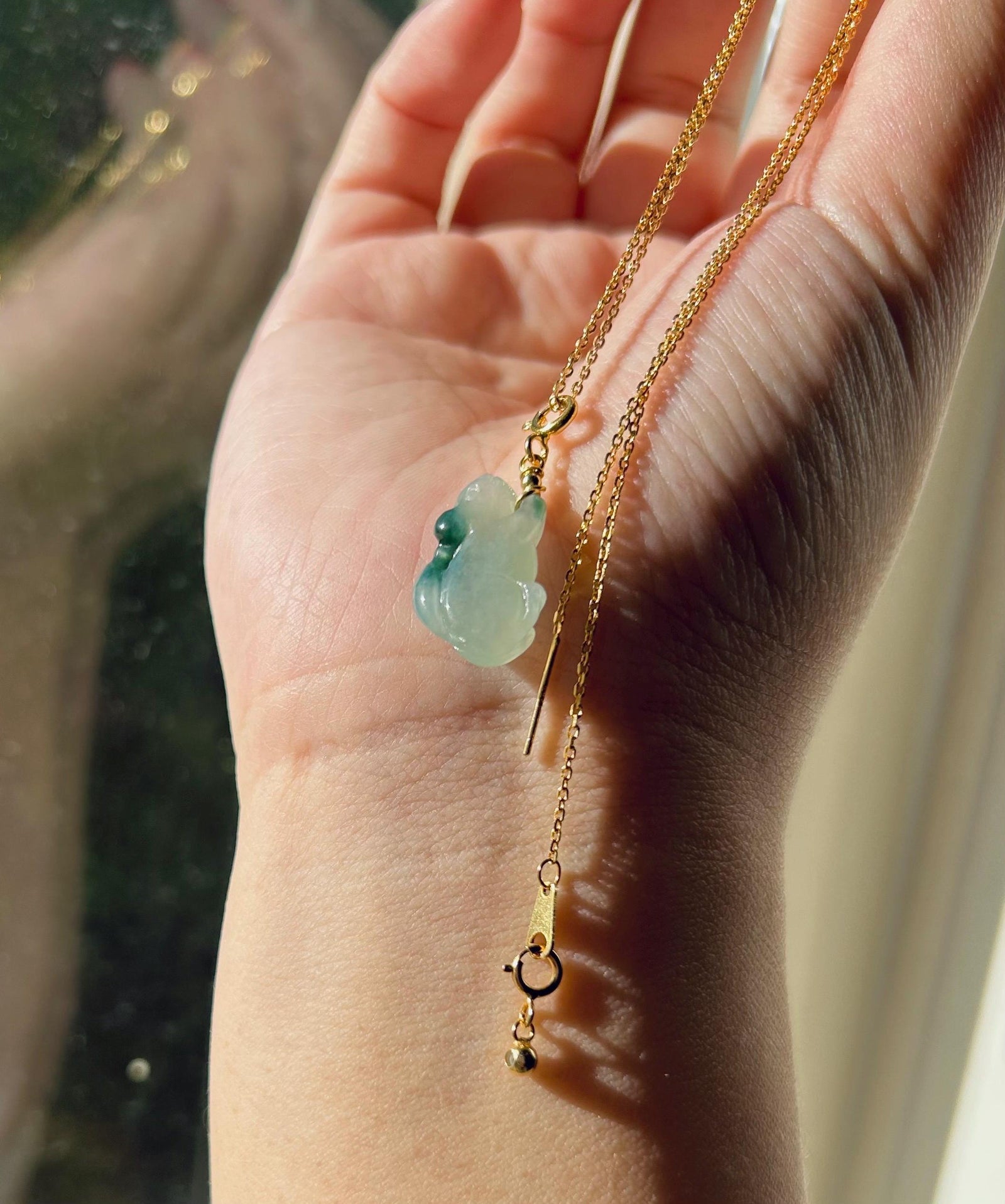 Jadeite Jade Squirrel Pendant Sterling Silver Necklace Jewelry Burmese Untreated Type A Icy Translucent Floral Green Handcrafted Jadeite