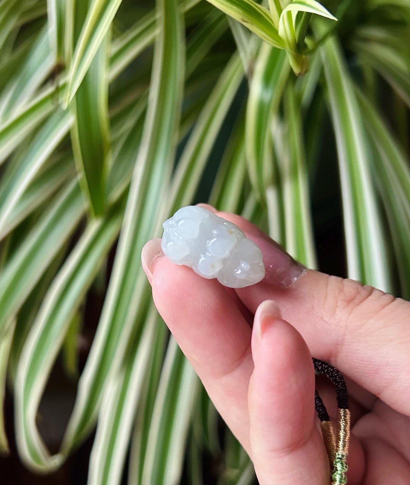 Jadeite Jade Cute Elephant Pendant Handwoven Necklace Jewelry Gift for Her Burmese Untreated Type A Translucent Icy Green & White Jadeite