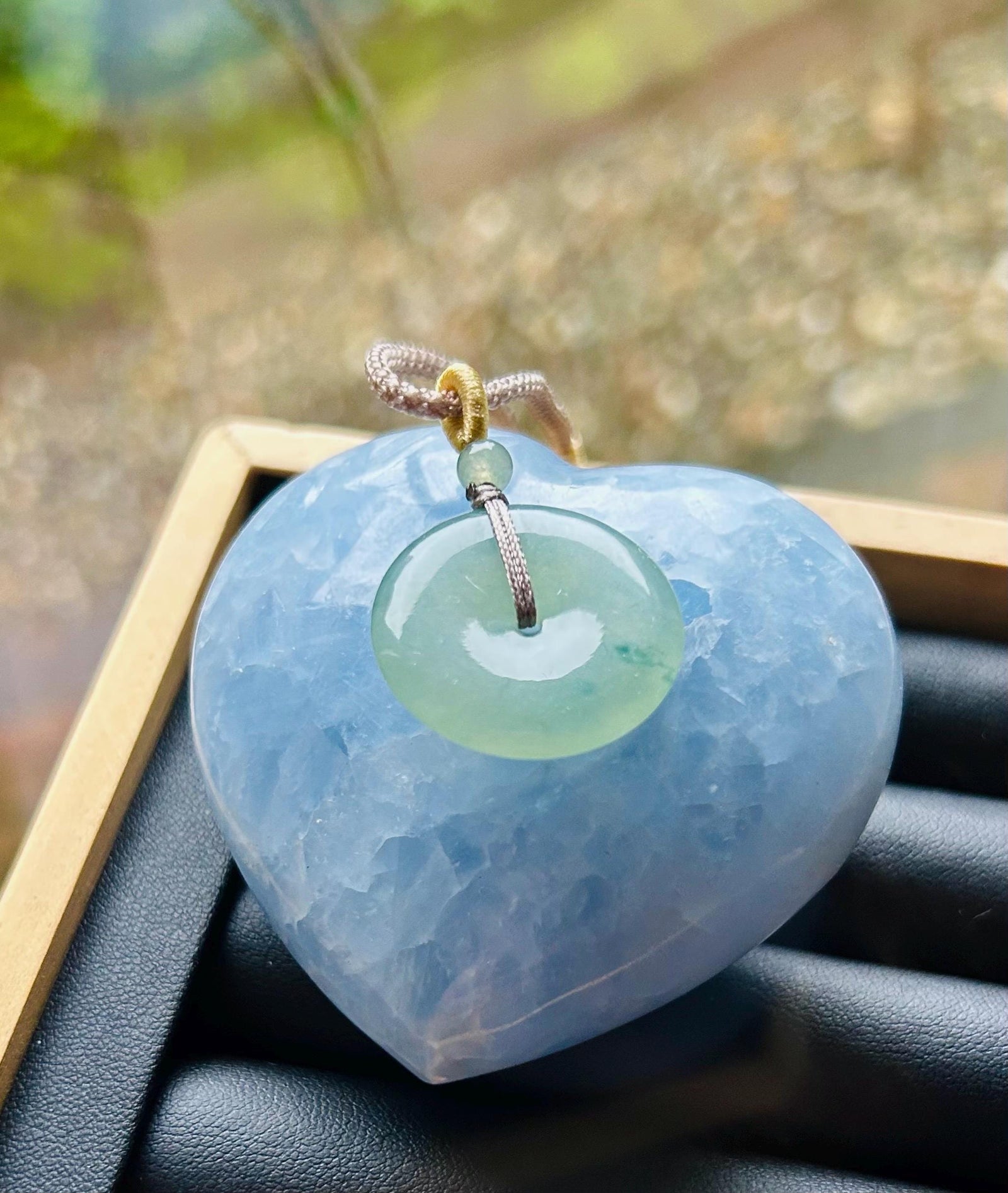 Jadeite Jade Lucky Donut Pendant adjustable Necklace Gift for Her Untreated Authentic Type A Icy Translucent Burmese Green Jade Ping An Kou