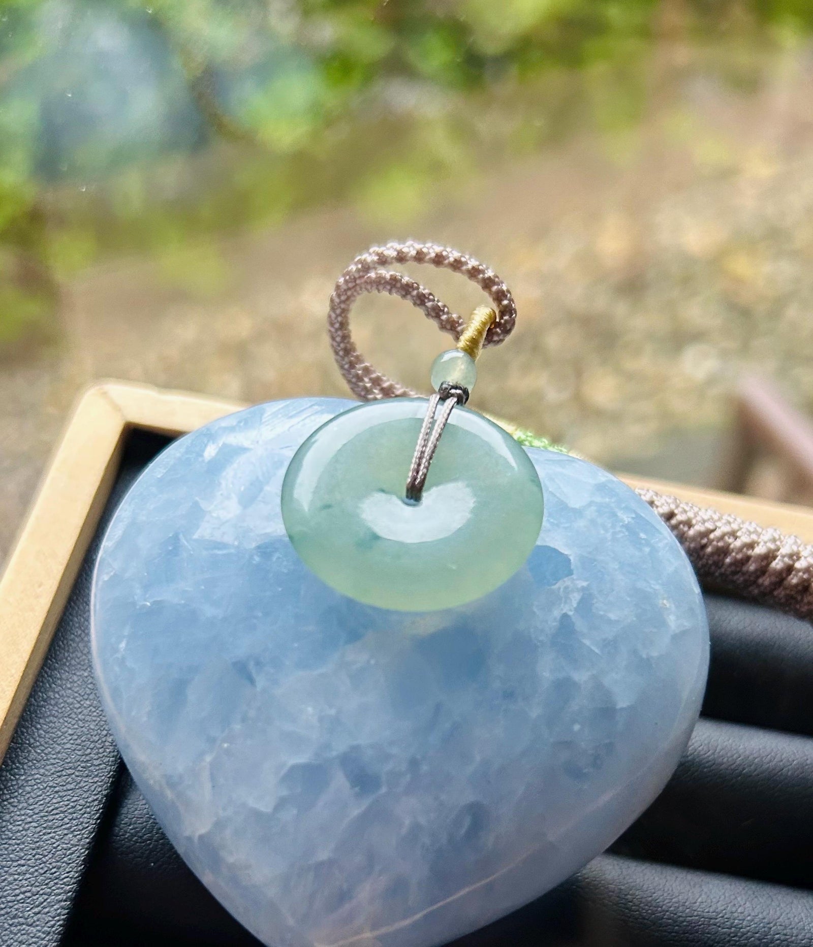 Jadeite Jade Lucky Donut Pendant adjustable Necklace Gift for Her Untreated Authentic Type A Icy Translucent Burmese Green Jade Ping An Kou