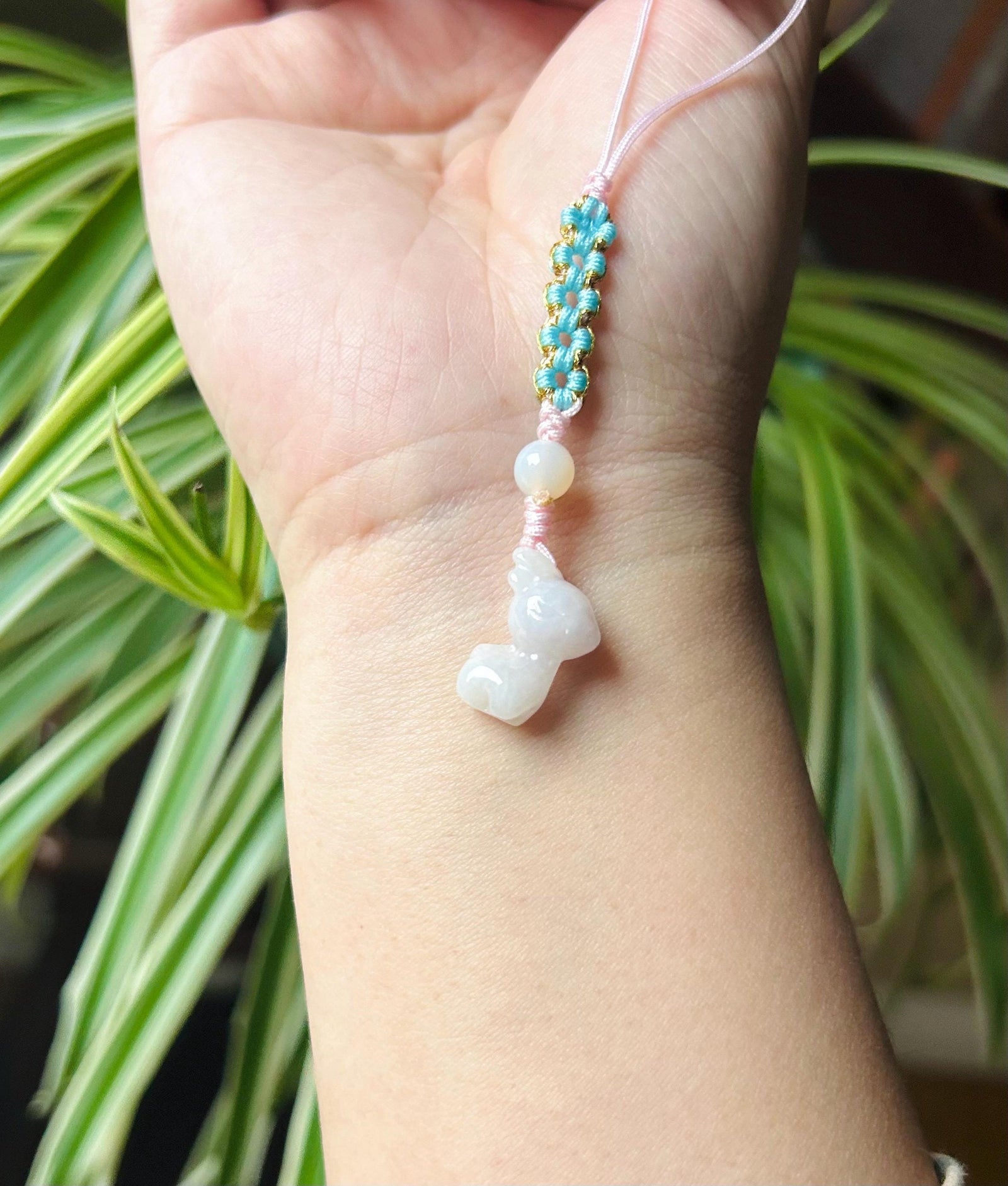 Jadeite Jade Cute Deer Phone Charm Keychain Jewelry Christmas Gift for Her Authentic Untreated Type A Burmese Jadeite 3D Deer Lucky Amulet