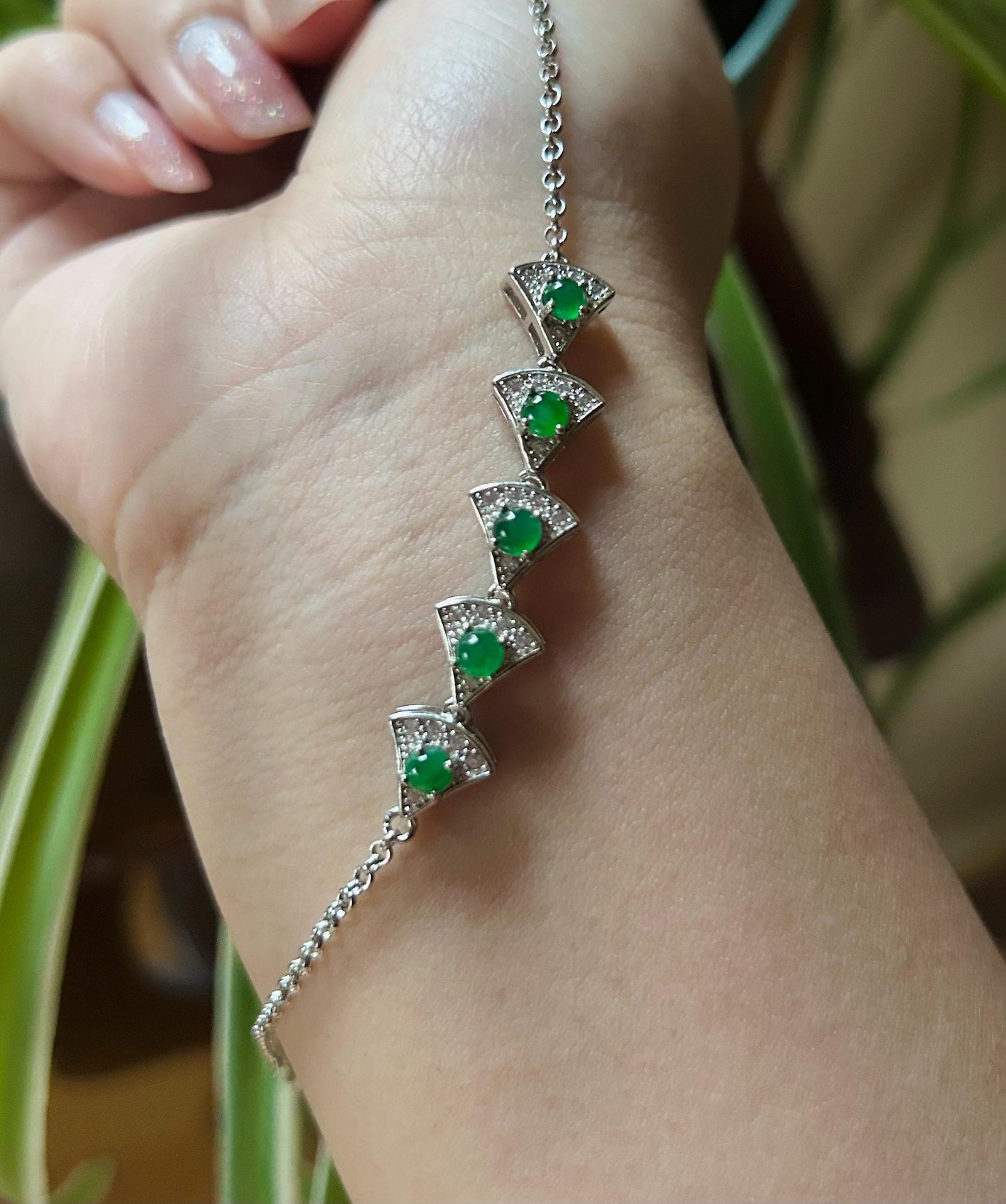 Certified Jadeite Bracelet Jewelry Authentic Untreated Icy Highly Translucent Guatemala Type A Jadeite Sunny Green Jadeite & Sterling Silver