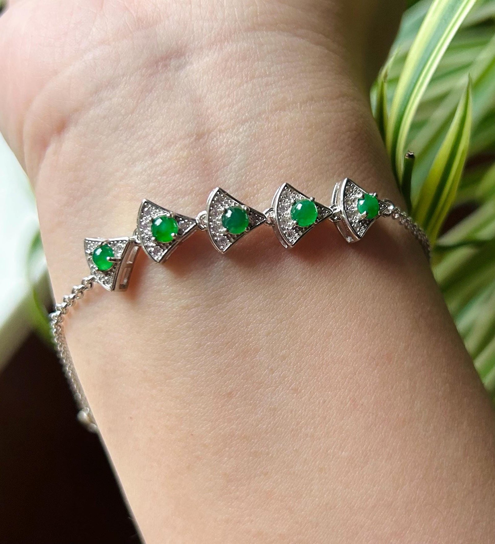 Certified Jadeite Bracelet Jewelry Authentic Untreated Icy Highly Translucent Guatemala Type A Jadeite Sunny Green Jadeite & Sterling Silver