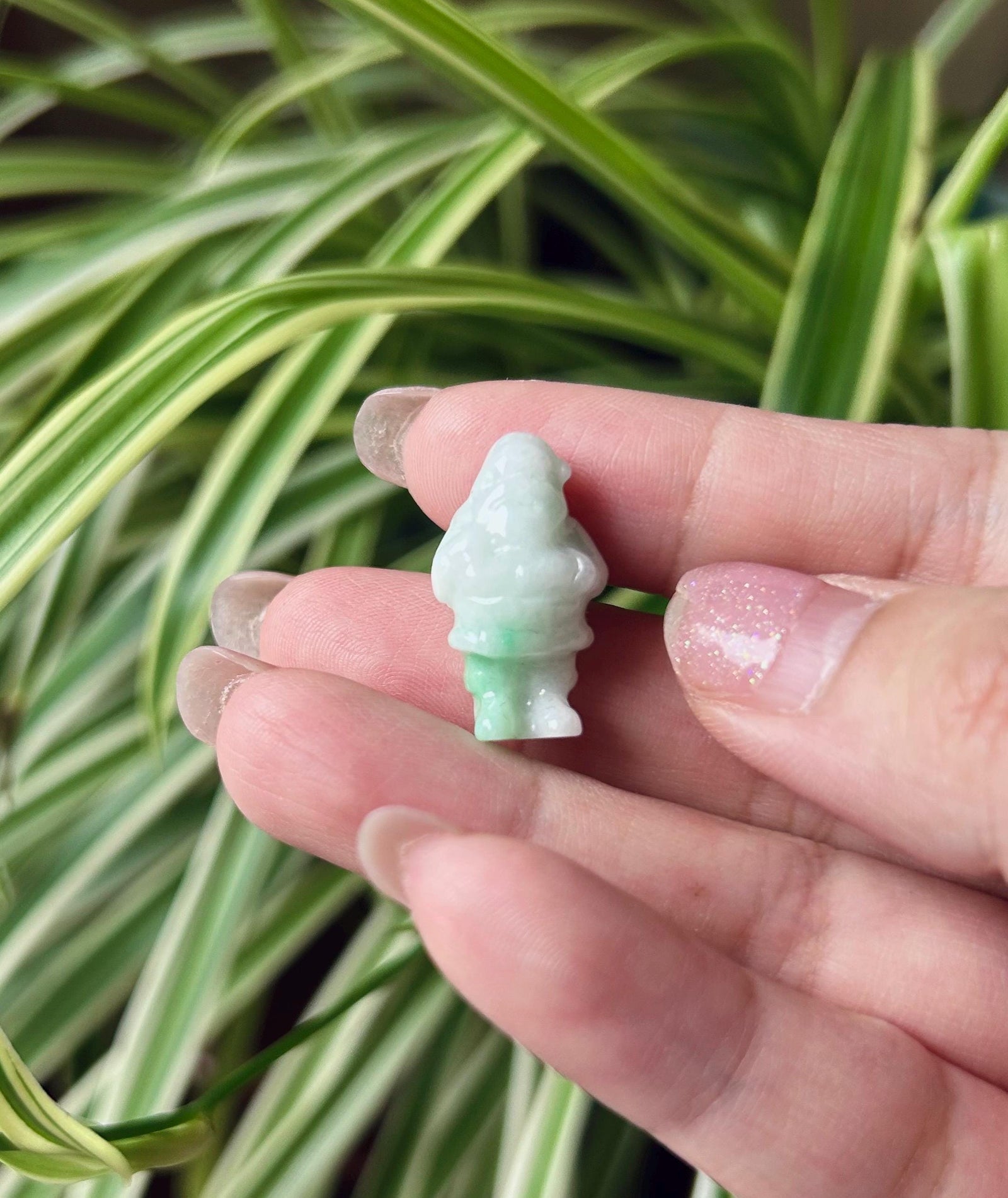 Jadeite Jade Ornament Authentic Burmese Untreated Type A Icy Green Jadeite Santa Petite Table Display Hand-carved Santa Jade Christmas Gift