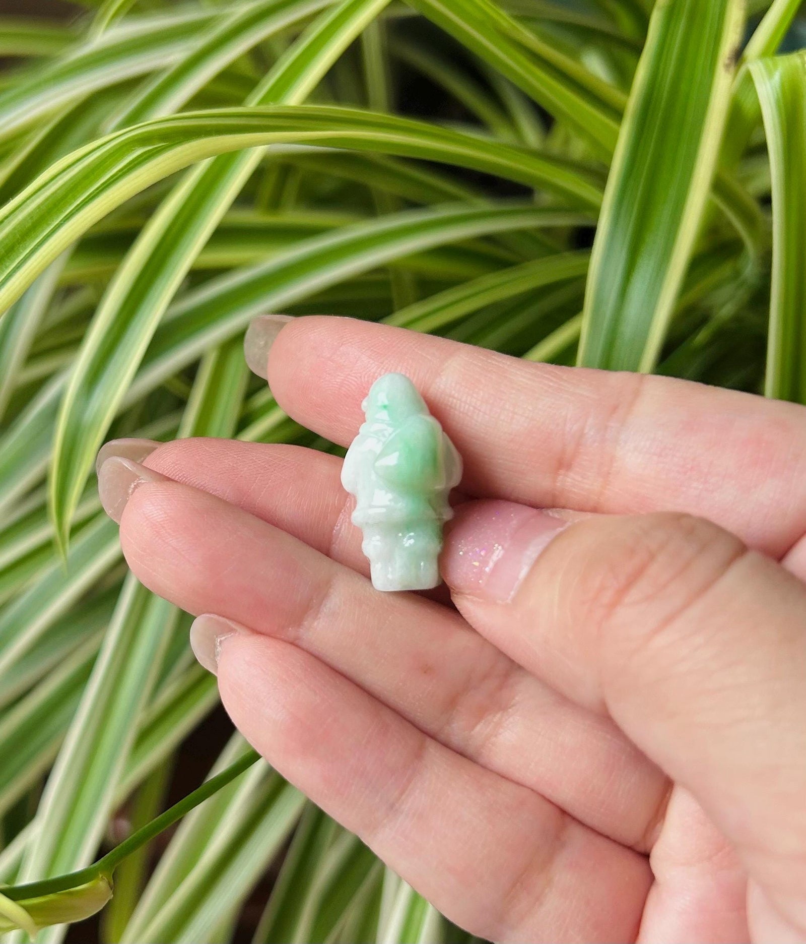Jadeite Jade Ornament Authentic Burmese Untreated Type A Icy Green Jadeite Santa Petite Table Display Hand-carved Santa Jade Christmas Gift
