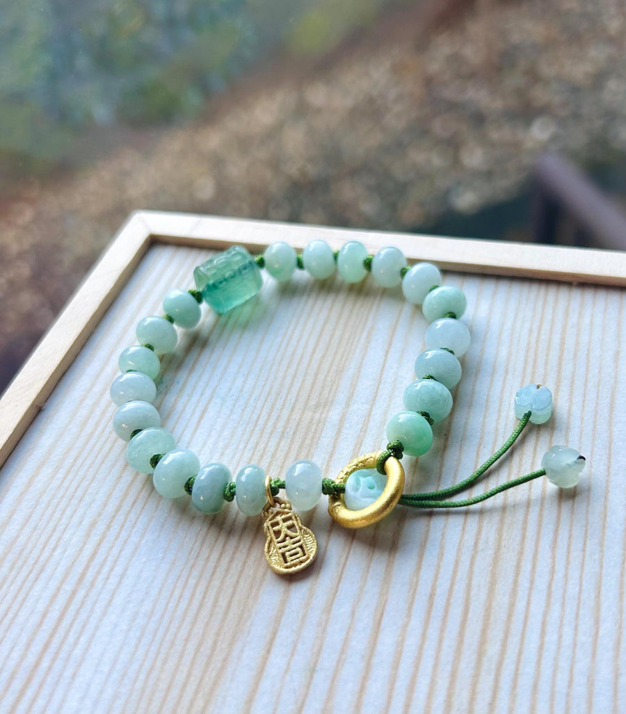Icy Green Jadeite Bracelet: Braided Natural Burmese Type A Jade Handwoven Jewelry