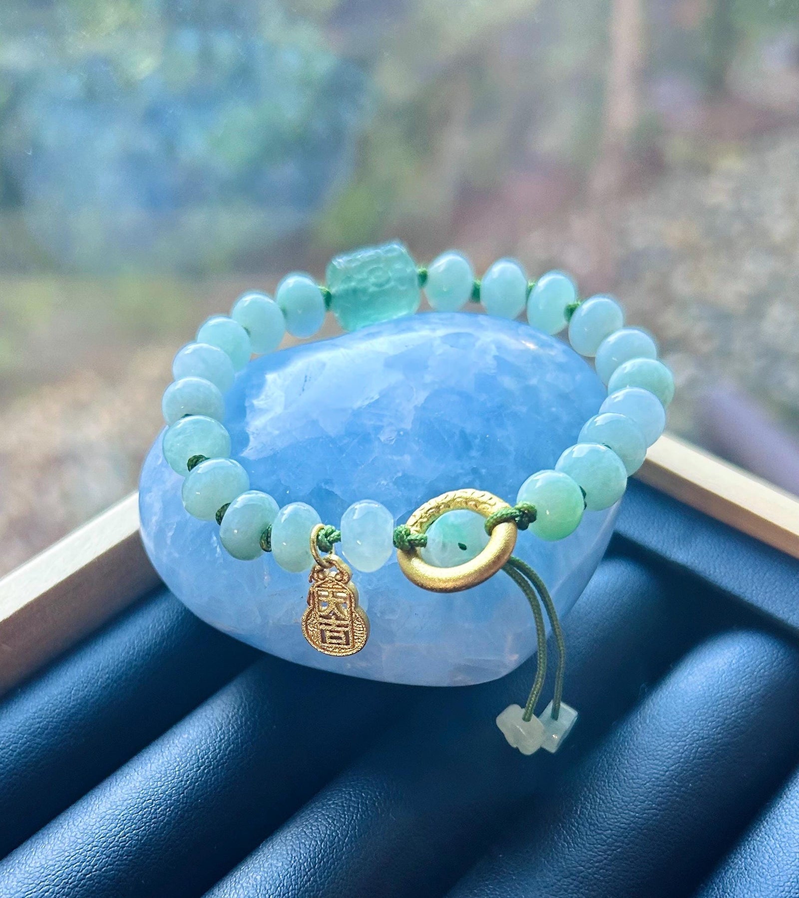 Icy Green Jadeite Bracelet: Braided Natural Burmese Type A Jade Handwoven Jewelry
