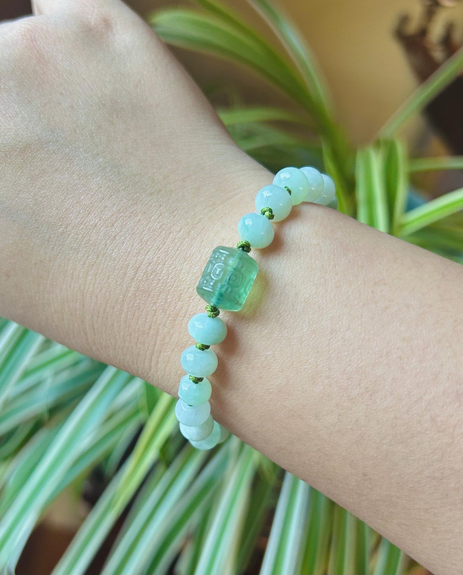 Icy Green Jadeite Bracelet: Braided Natural Burmese Type A Jade Handwoven Jewelry