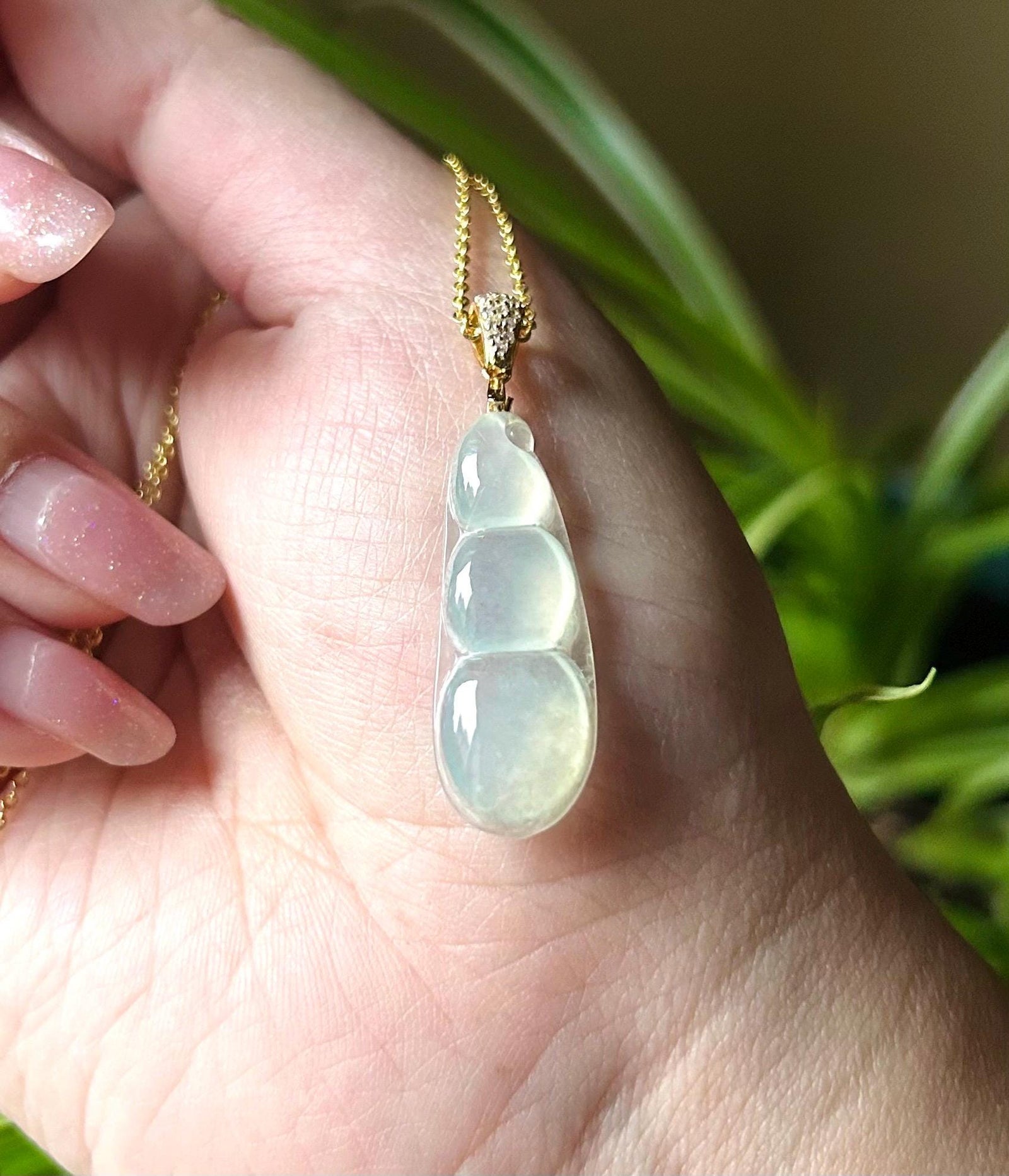 Certified Jadeite Jade Pendant Necklace Jewelry Burmese Untreated Type A Icy Highly Translucent Jadeite Peas Sterling Silver Necklace Gift