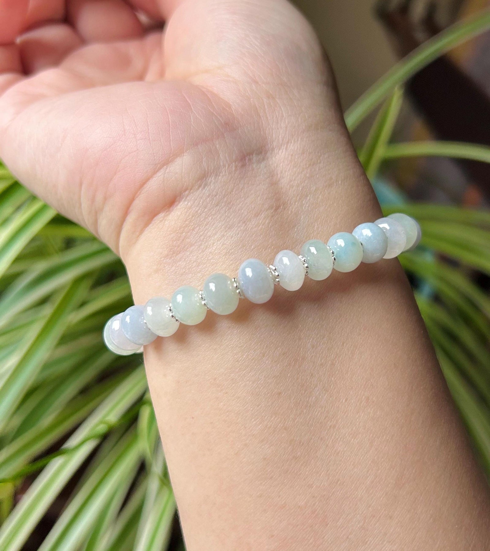 Jadeite Jade Beaded Bracelet Jewelry Natural Burmese Type A Icy Translucent Jadeite MultiColor Feicui 8mm Drum Bead Handmade Gift