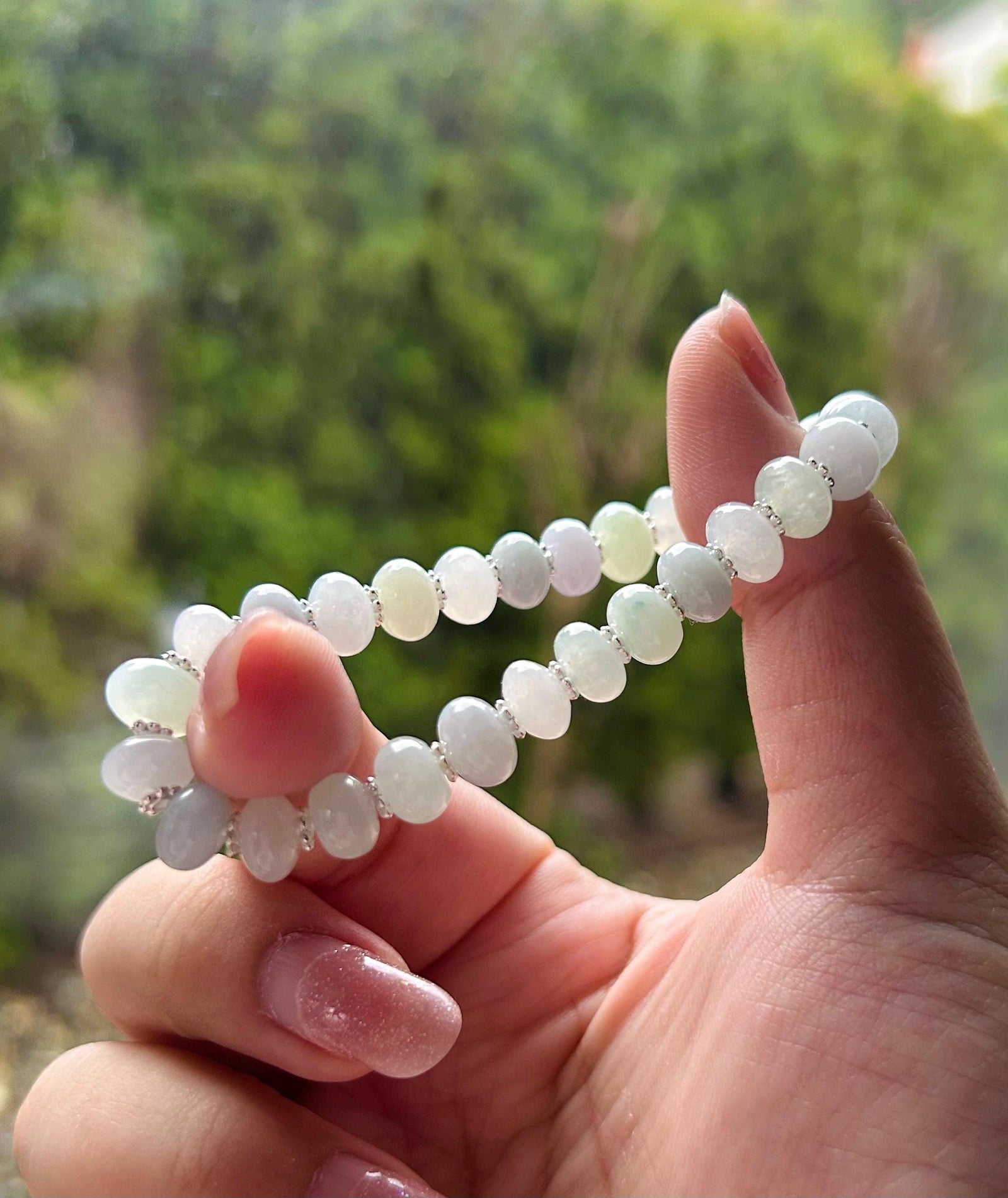 Jadeite Jade Beaded Bracelet Jewelry Natural Burmese Type A Icy Translucent Jadeite MultiColor Feicui 8mm Drum Bead Handmade Gift