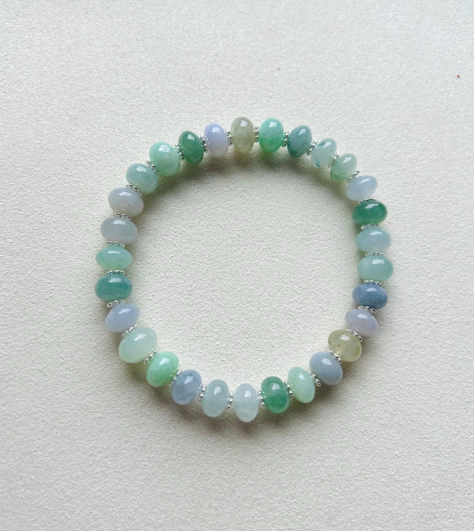 Jadeite Jade Beaded Bracelet Jewelry Natural Burmese Type A Icy Translucent Jadeite MultiColor Feicui 8mm Drum Bead Handmade Gift