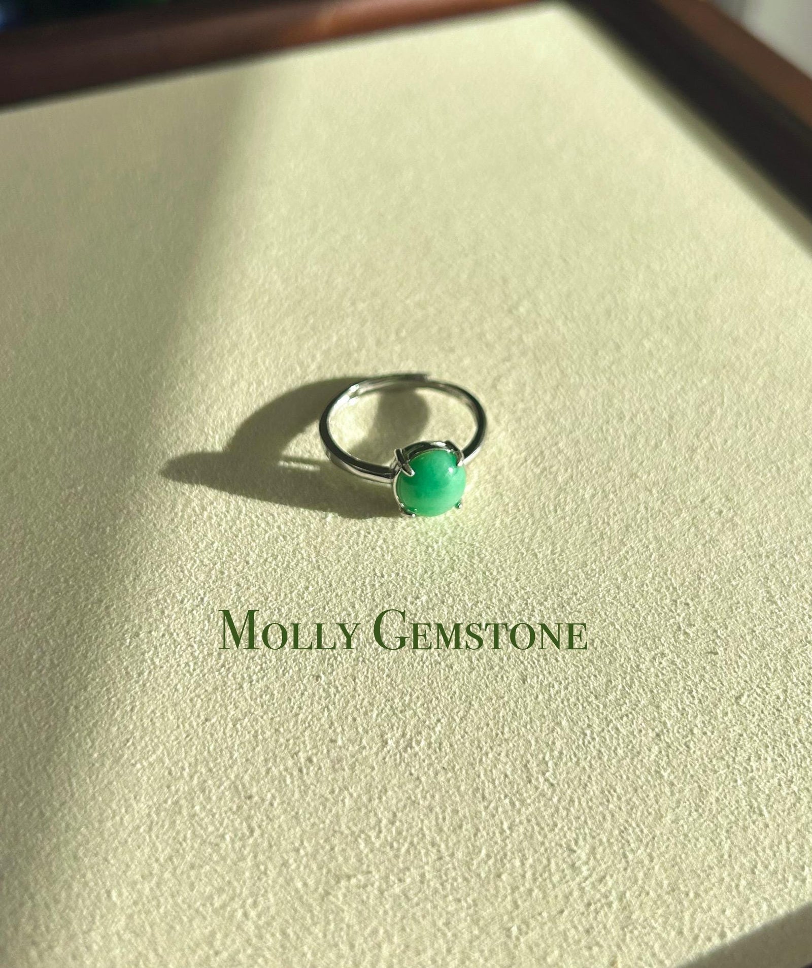 Natural Jadeite Jade Ring Jewelry Translucent Type A Icy Burmese Emerald Green Jadeite Adjustable Sterling Silver Ring Handmade Gift for Her