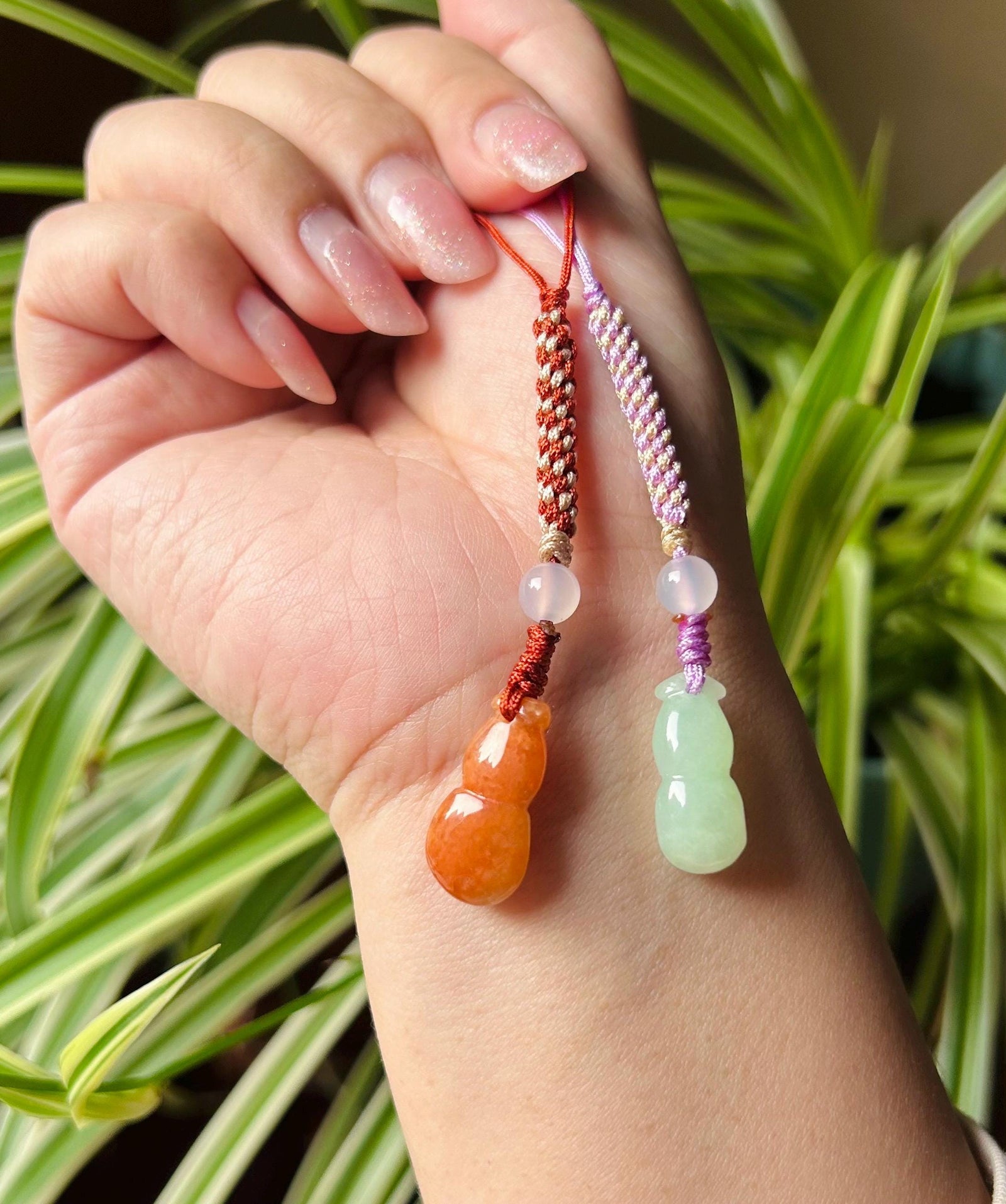 Jadeite Jade Phone Charm Keychain Jewelry New Year’s Gift Authentic Untreated Type A Burmese Icy Lucky HuLu Chinese Knot Protection Amulet