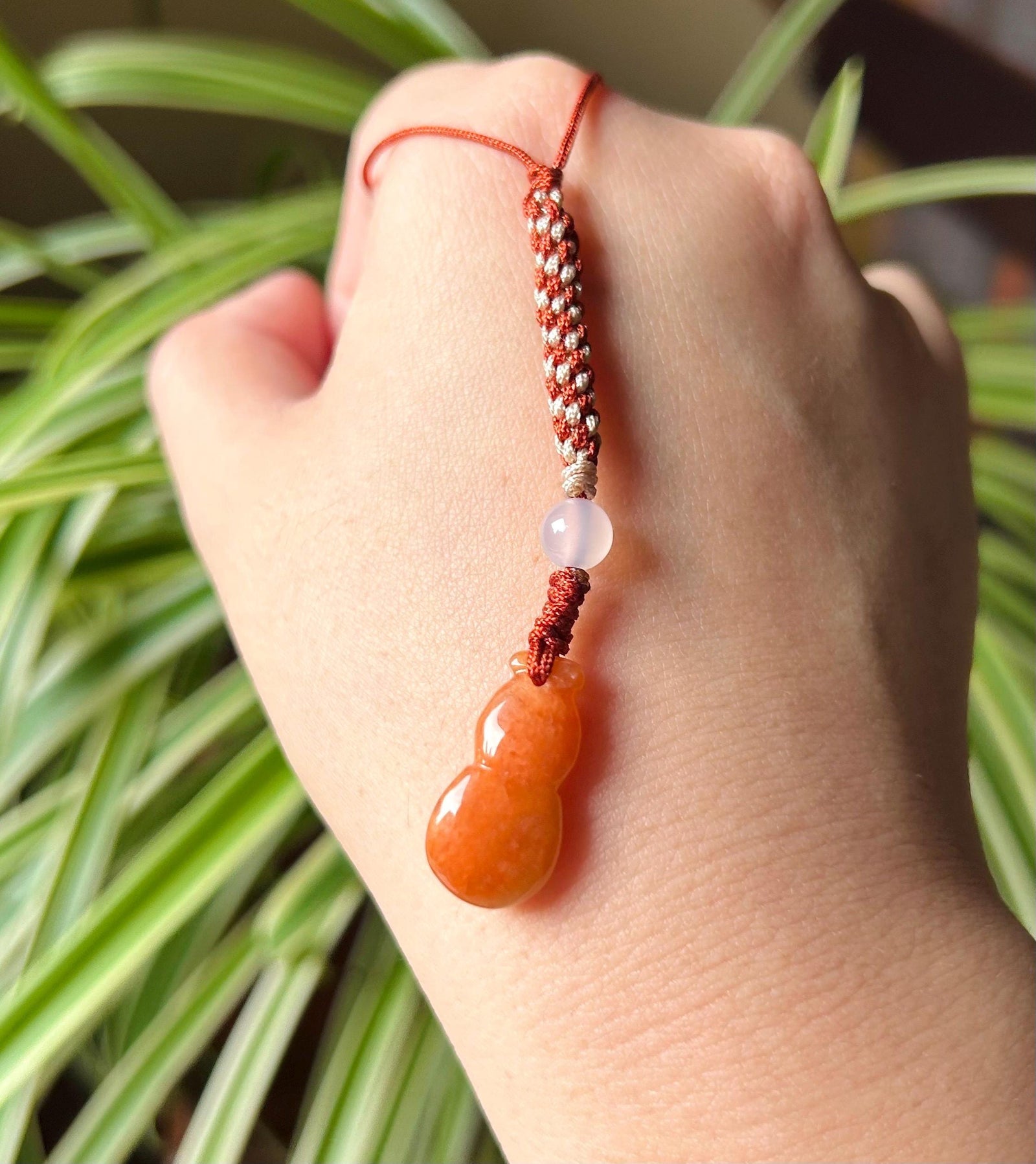 Jadeite Jade Phone Charm Keychain Jewelry New Year’s Gift Authentic Untreated Type A Burmese Icy Lucky HuLu Chinese Knot Protection Amulet