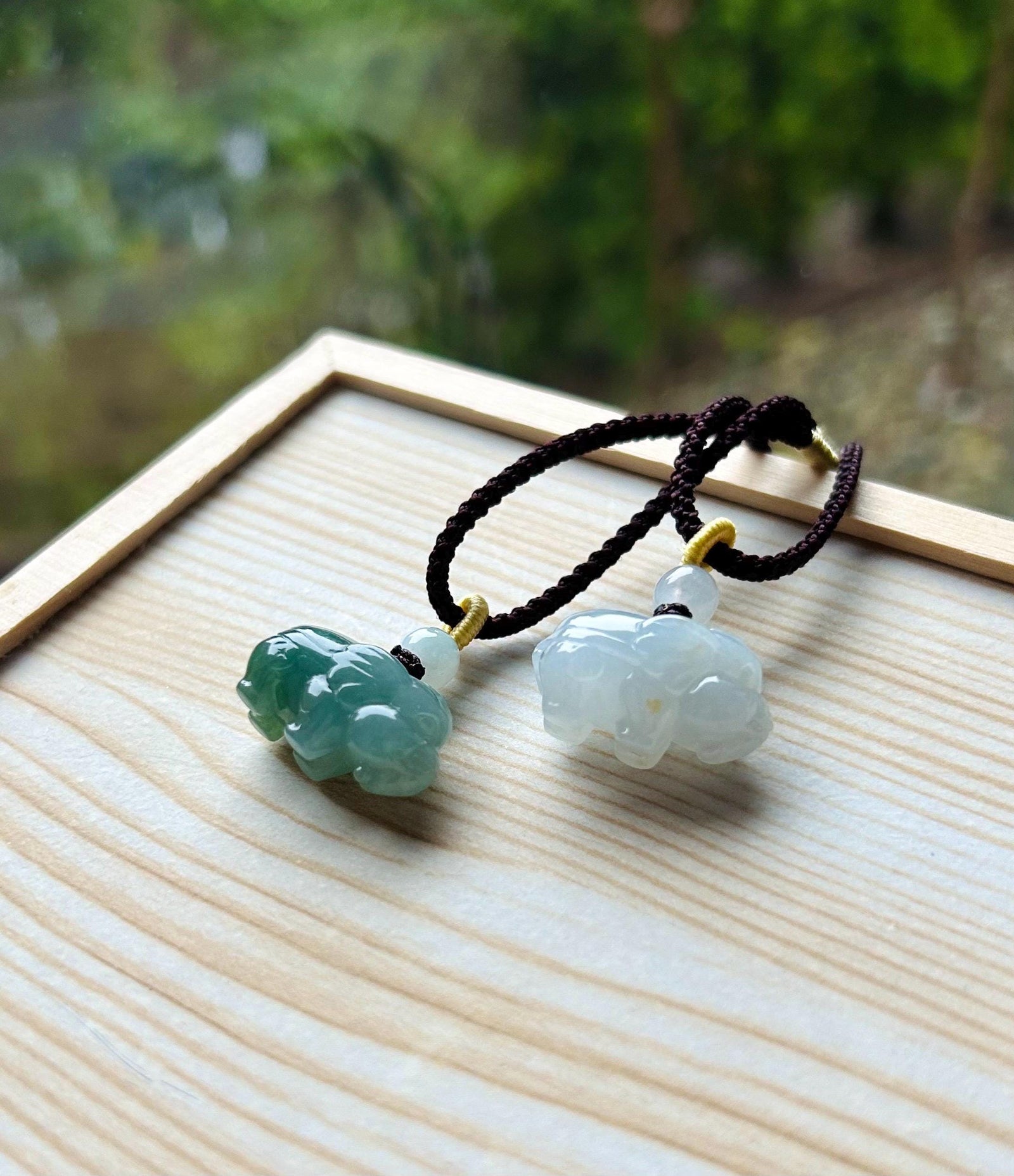 Jadeite Jade Cute Elephant Pendant Handwoven Necklace Jewelry Gift for Her Burmese Untreated Type A Translucent Icy Green & White Jadeite