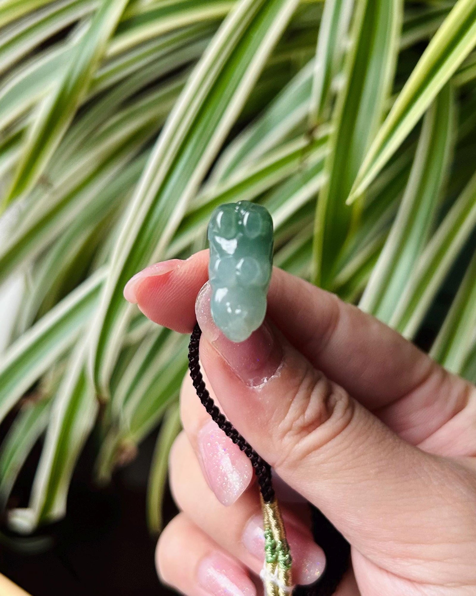 Jadeite Jade Cute Elephant Pendant Handwoven Necklace Jewelry Gift for Her Burmese Untreated Type A Translucent Icy Green & White Jadeite