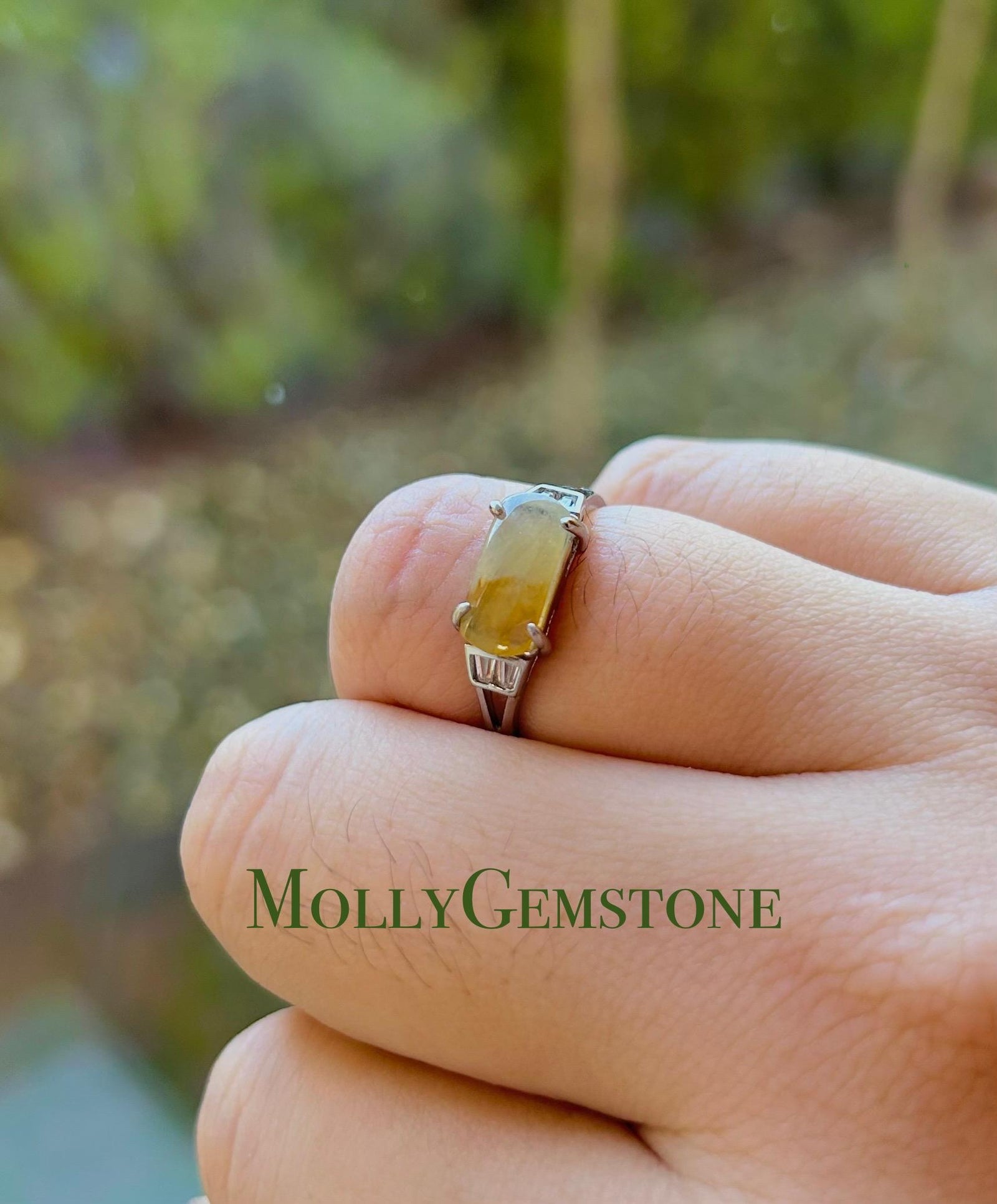 Jadeite Ring Jewelry Burmese Authentic Untreated Translucent Type A Icy Unheated Yellow & Red Floral Jadeite Adjustable Silver Saddle Ring
