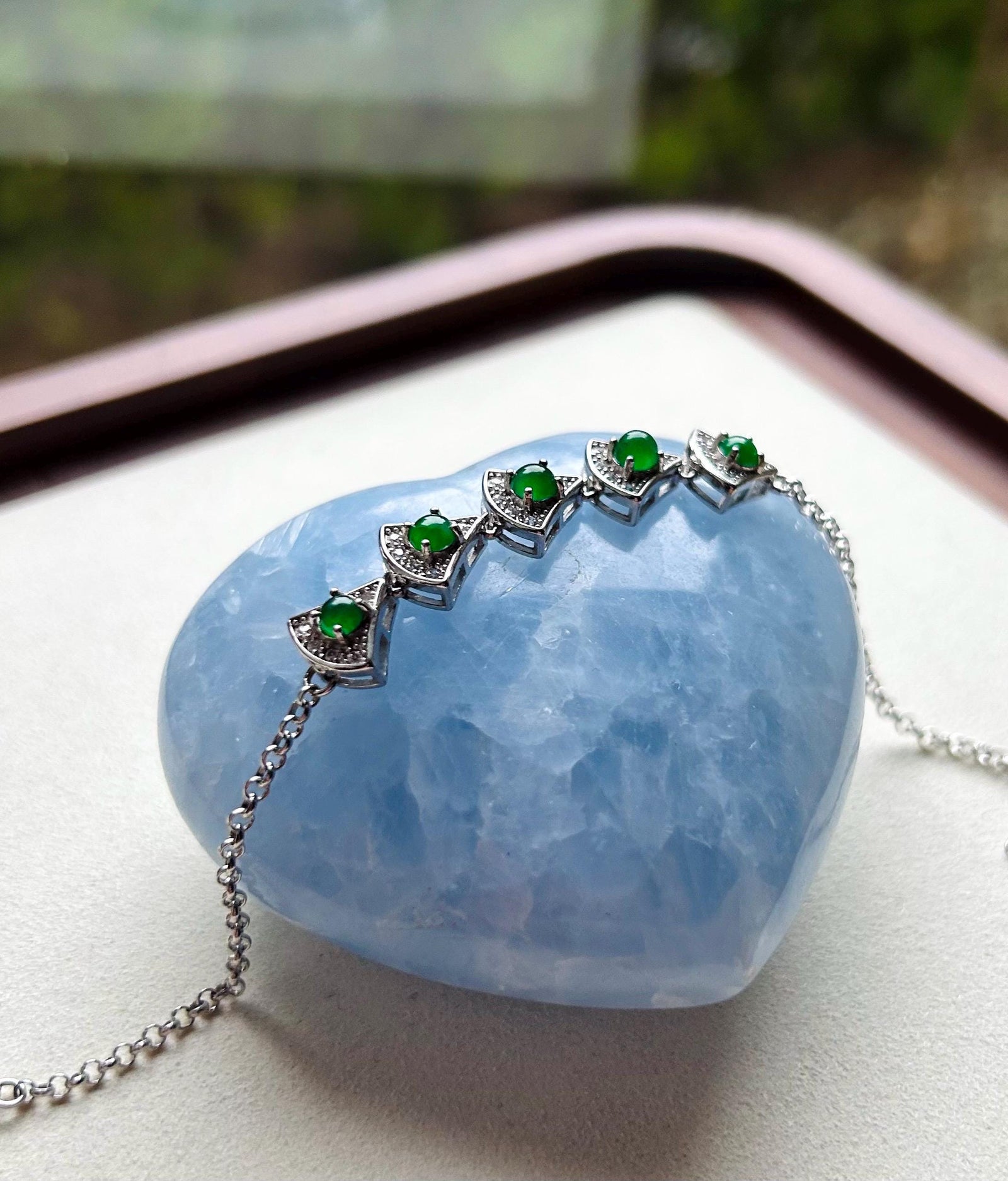Certified Jadeite Bracelet Jewelry Authentic Untreated Icy Highly Translucent Guatemala Type A Jadeite Sunny Green Jadeite & Sterling Silver