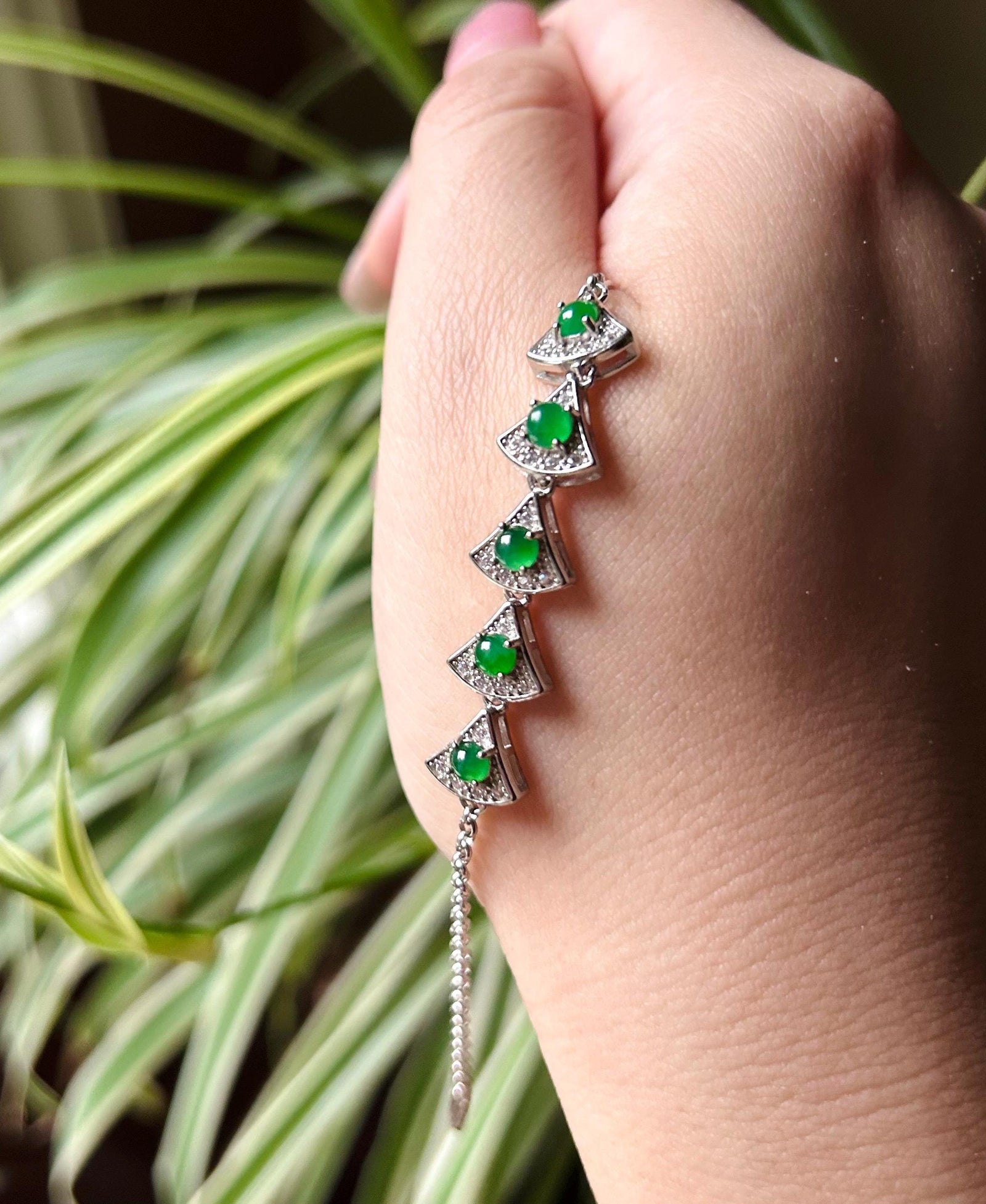 Certified Jadeite Bracelet Jewelry Authentic Untreated Icy Highly Translucent Guatemala Type A Jadeite Sunny Green Jadeite & Sterling Silver