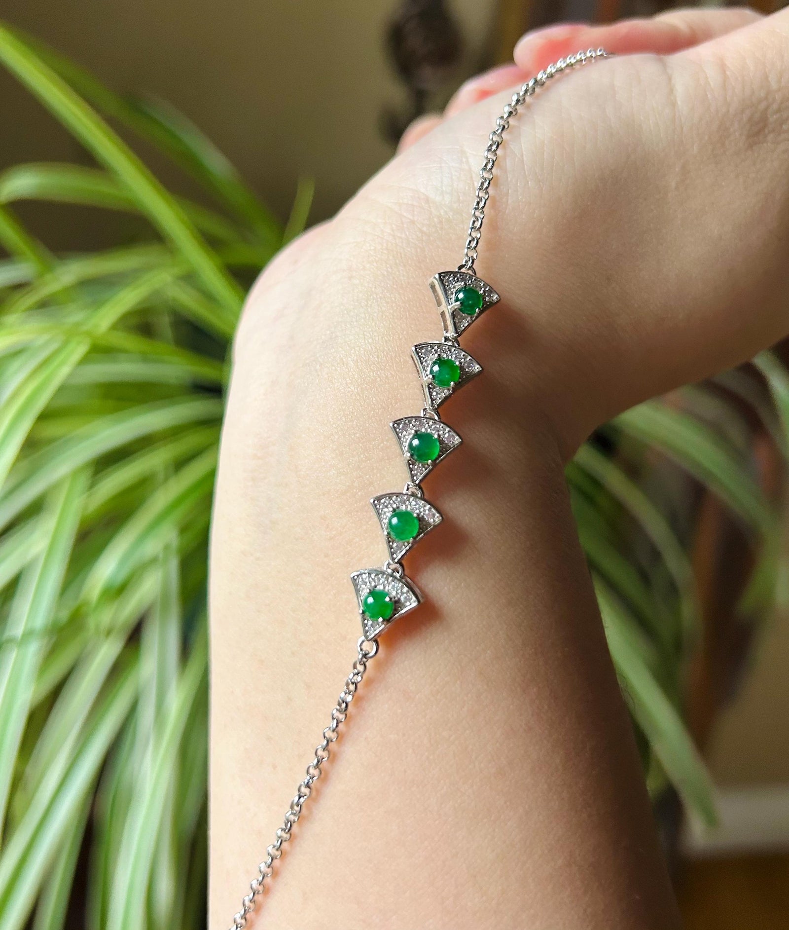 Certified Jadeite Bracelet Jewelry Authentic Untreated Icy Highly Translucent Guatemala Type A Jadeite Sunny Green Jadeite & Sterling Silver