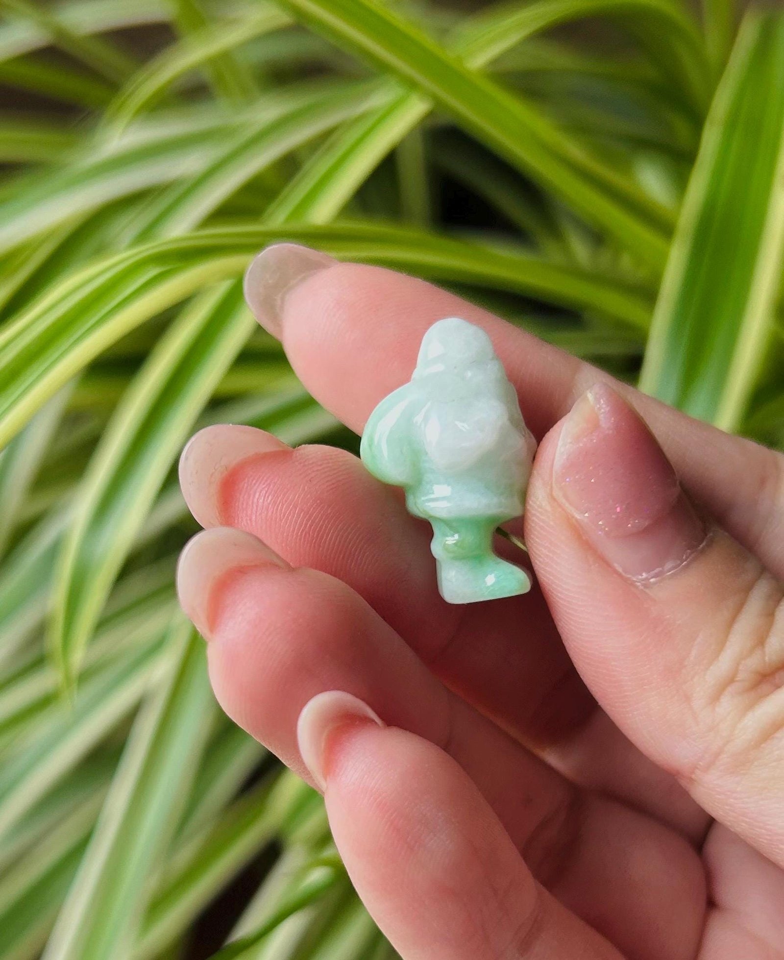 Jadeite Jade Ornament Authentic Burmese Untreated Type A Icy Green Jadeite Santa Petite Table Display Hand-carved Santa Jade Christmas Gift