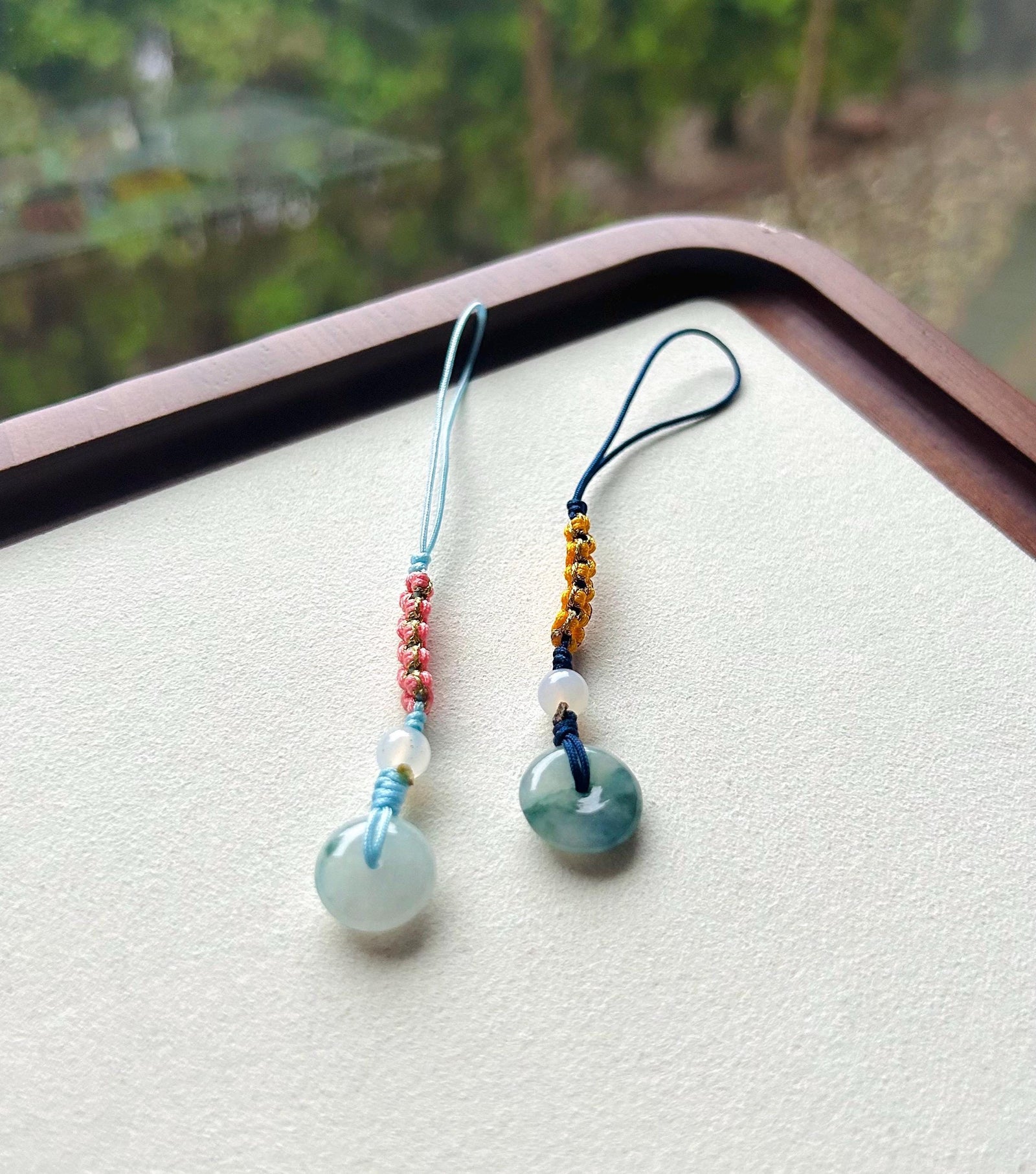 Jadeite Jade Phone Charm Handmade Jewelry Gift for Her Authentic Untreated Type A Burmese Icy Lucky Donut Chinese Knot Protection Amulet