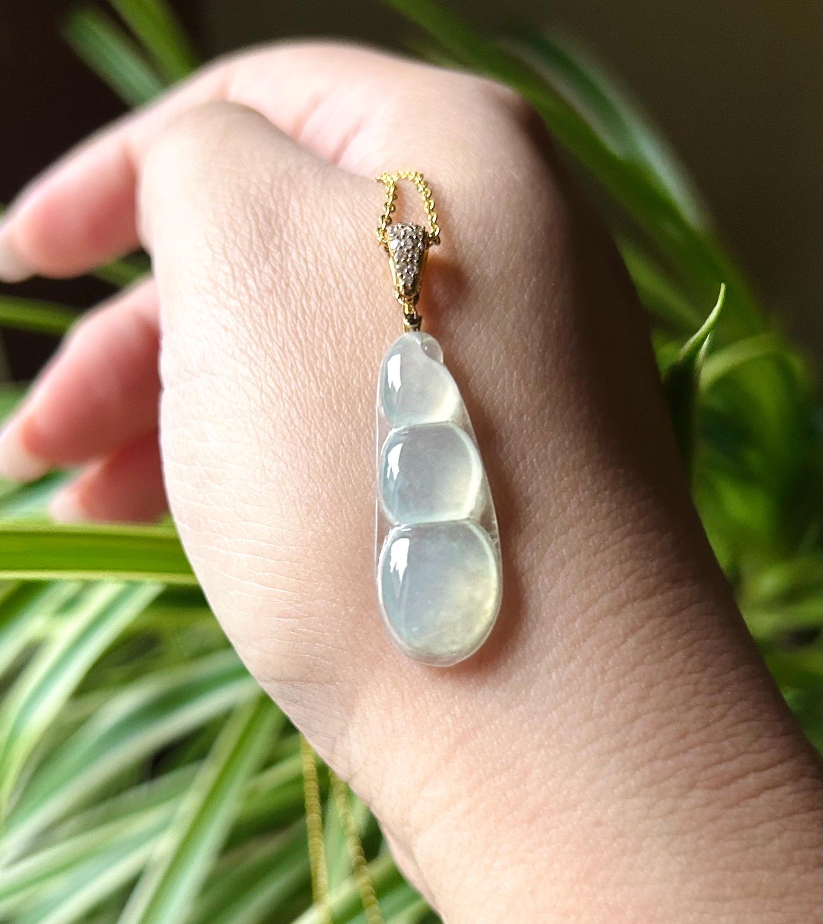 Certified Jadeite Jade Pendant Necklace Jewelry Burmese Untreated Type A Icy Highly Translucent Jadeite Peas Sterling Silver Necklace Gift