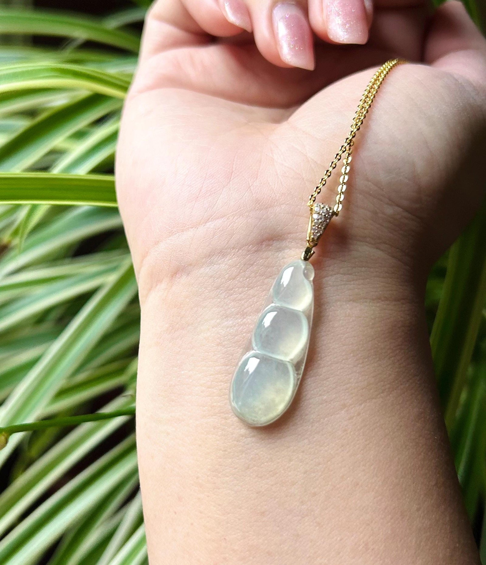 Certified Jadeite Jade Pendant Necklace Jewelry Burmese Untreated Type A Icy Highly Translucent Jadeite Peas Sterling Silver Necklace Gift