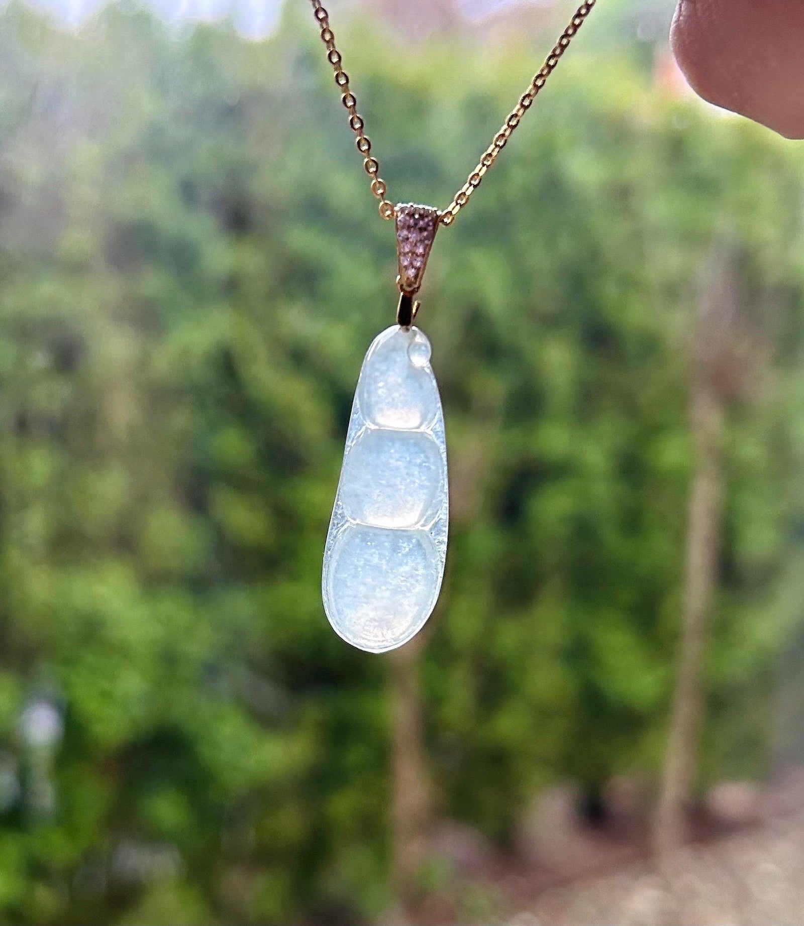 Certified Jadeite Jade Pendant Necklace Jewelry Burmese Untreated Type A Icy Highly Translucent Jadeite Peas Sterling Silver Necklace Gift