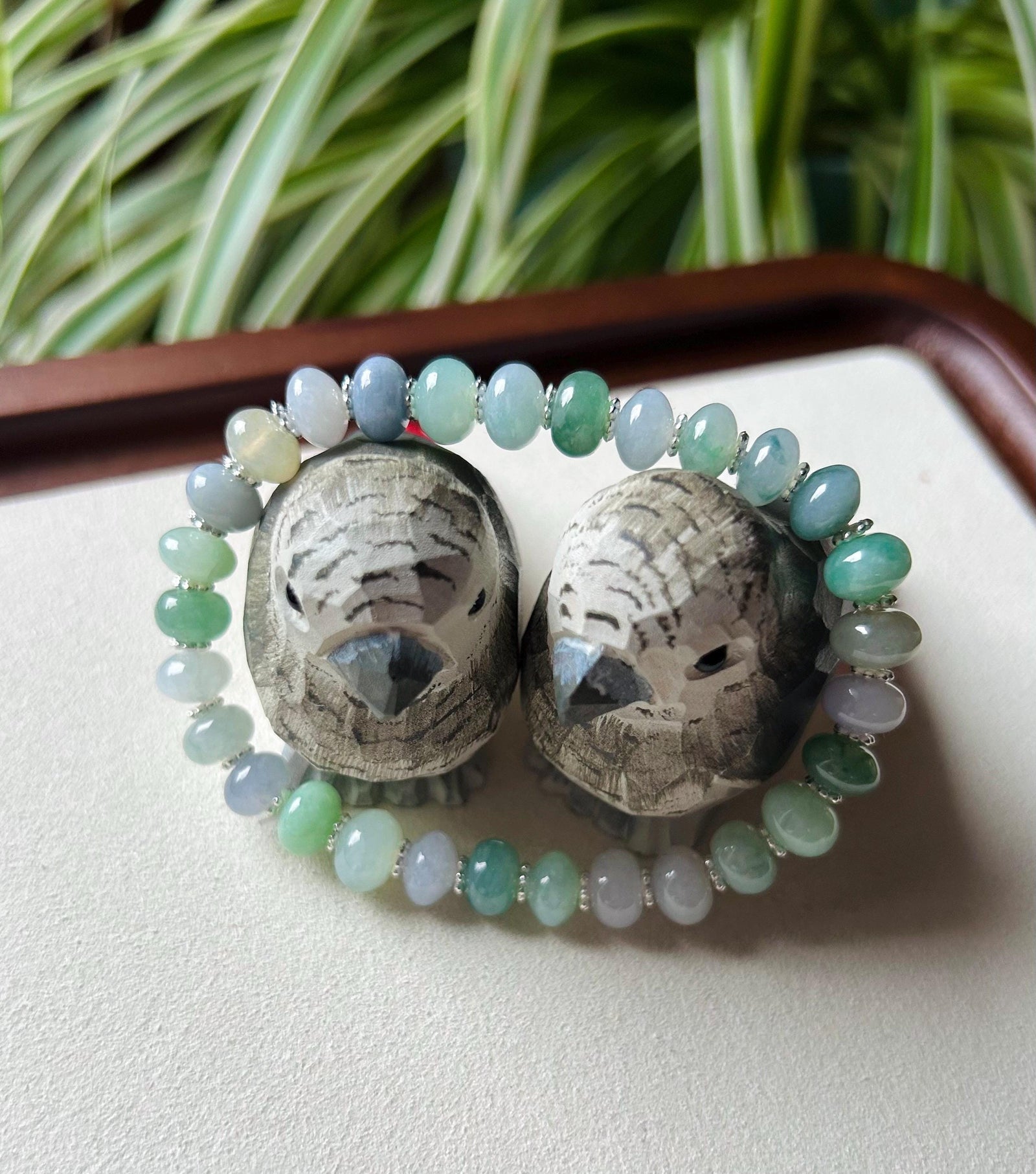 Jadeite Jade Beaded Bracelet Jewelry Natural Burmese Type A Icy Translucent Jadeite MultiColor Feicui 8mm Drum Bead Handmade Gift