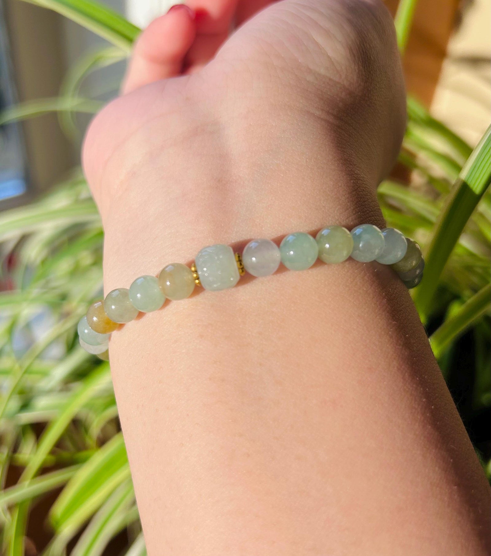 Jadeite Jade Beaded Bracelet Handmade Jewelry New Year’s Gift Genuine Highly Translucent Icy Type A Burmese 6.5mm Multi-Color Jadeite FeiCui